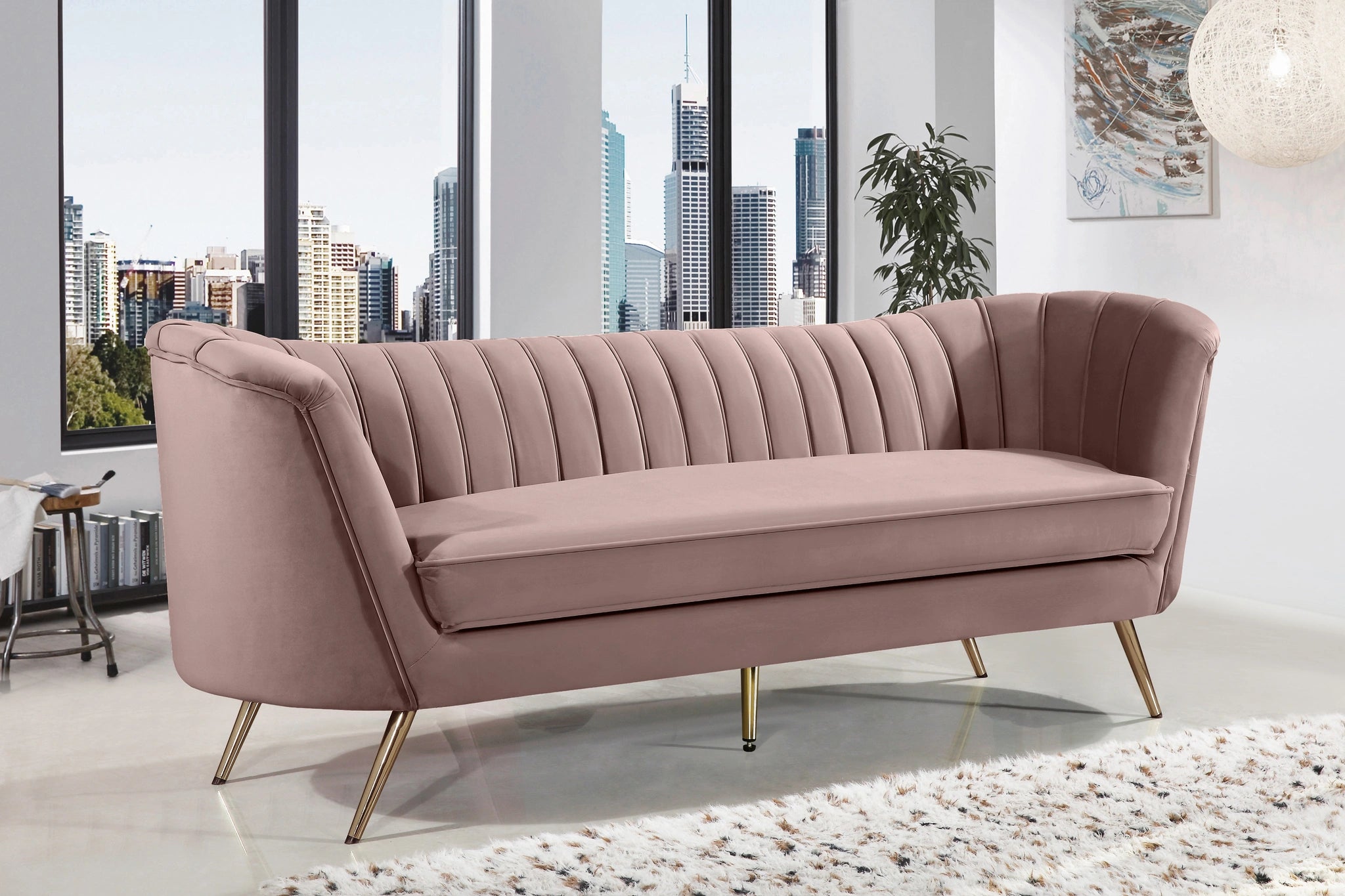 Margo Pink Velvet Sofa