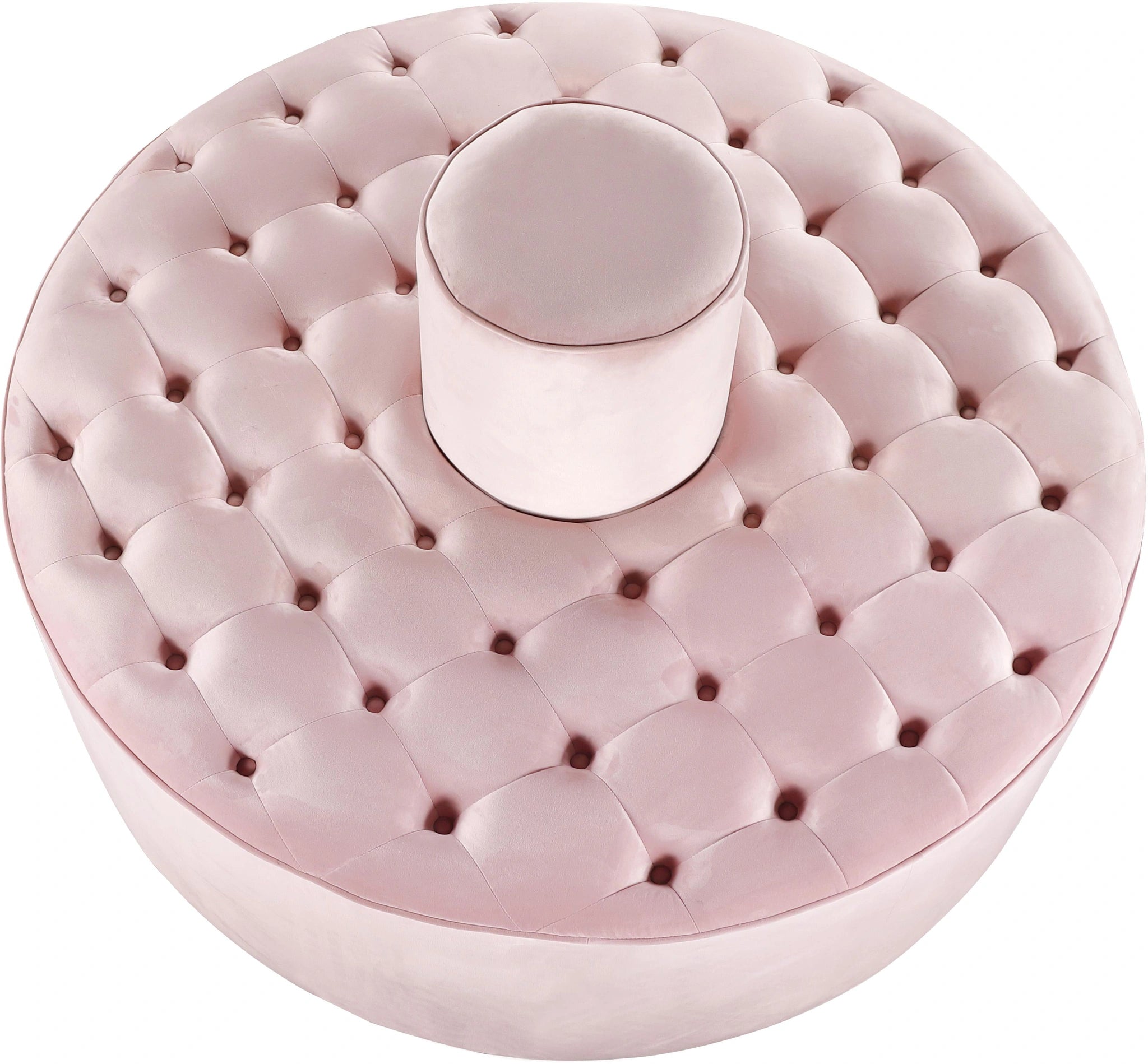 Banquet Pink Velvet Ottoman/Bench
