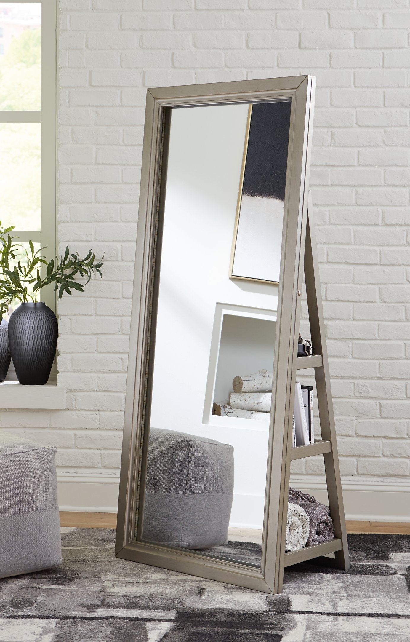 Evesen Floor Standing Mirror with Storage - Luxury Home Furniture (MI)
