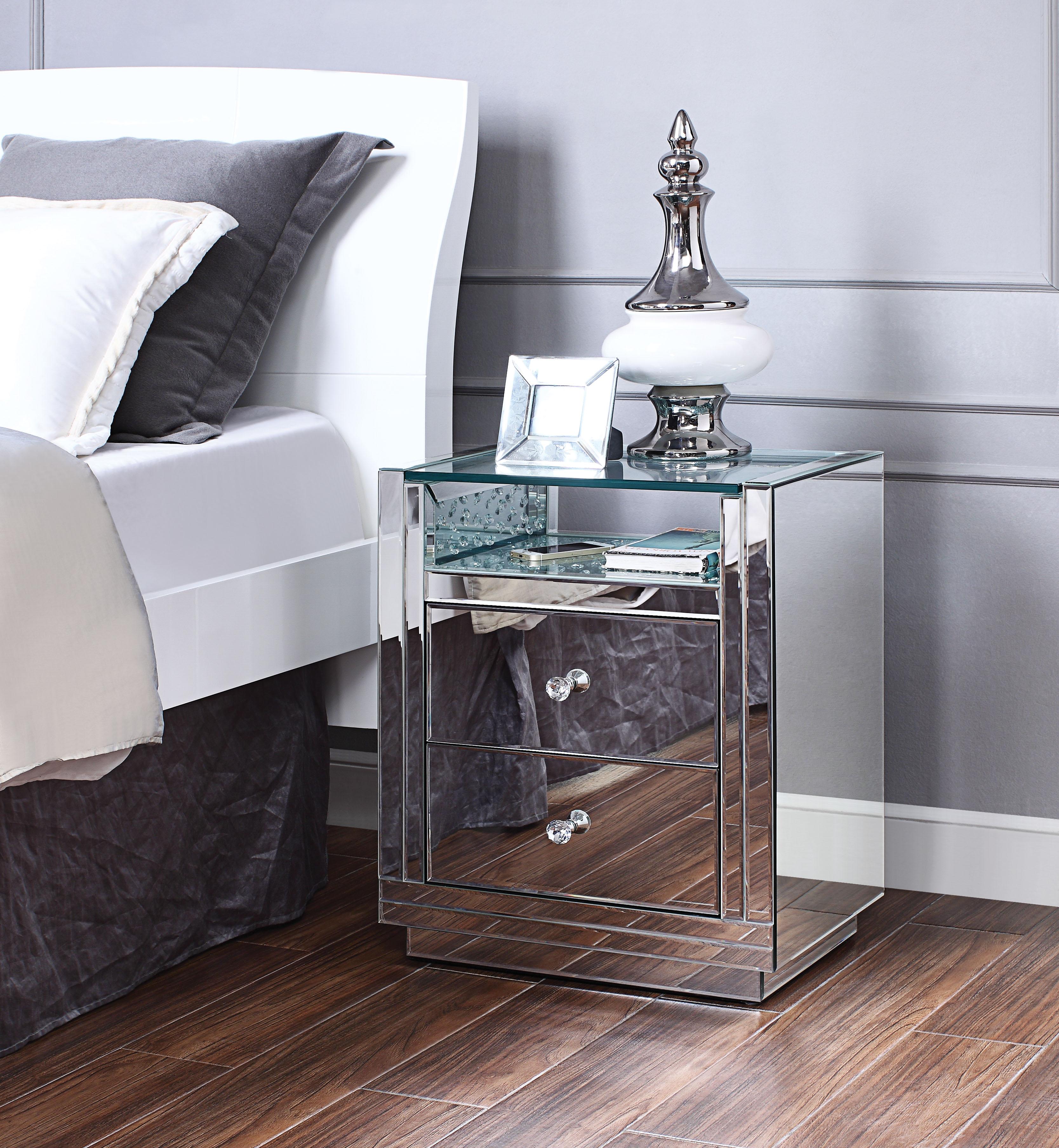 Nysa Mirrored & Faux Crystals Accent Table - Luxury Home Furniture (MI)