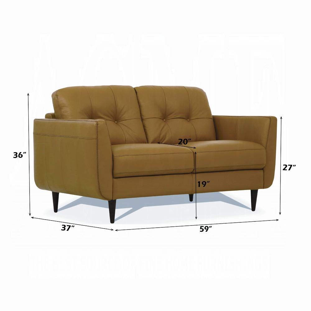 Radwan Camel Leather Loveseat - Luxury Home Furniture (MI)