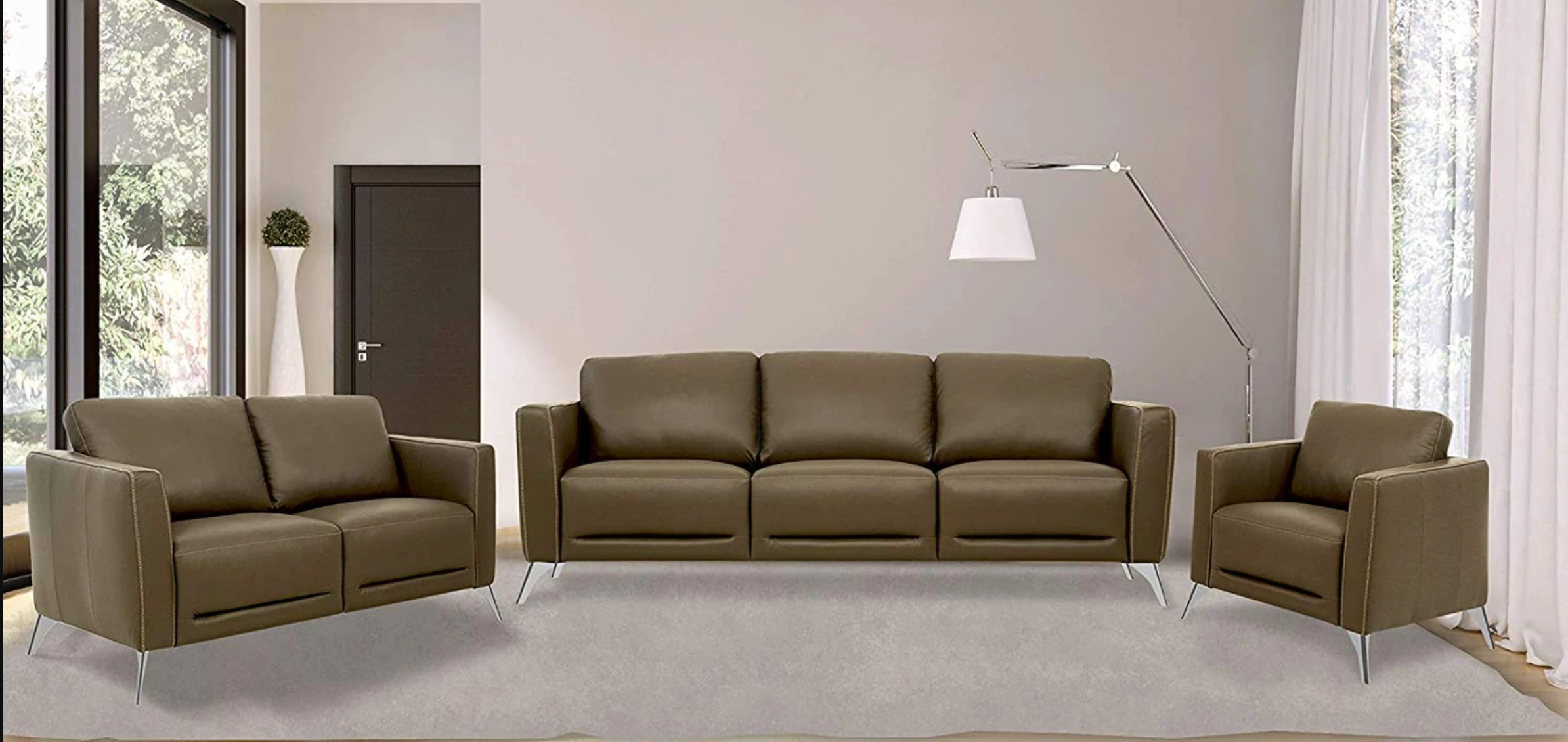 Malaga Taupe Leather Sofa image