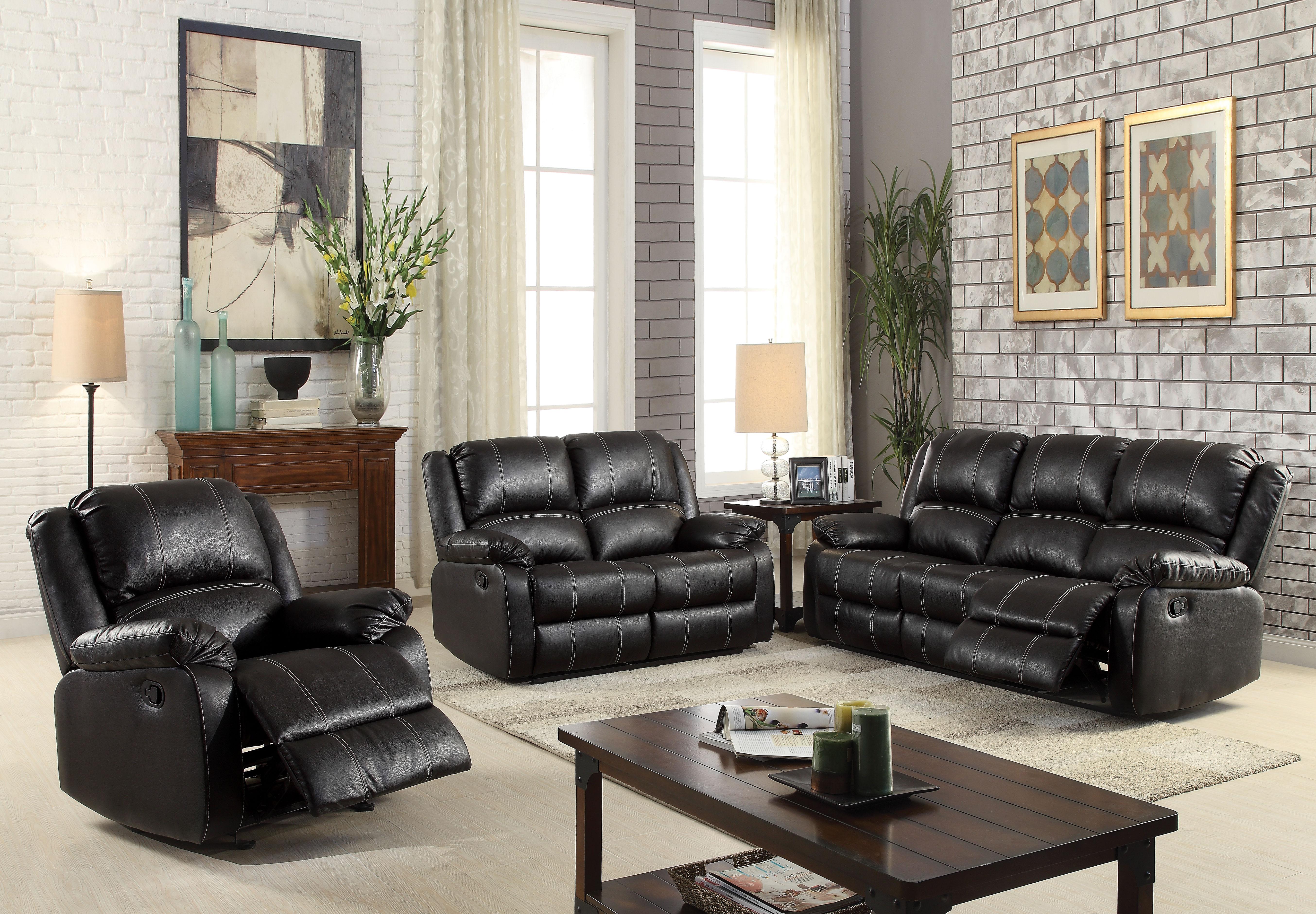 Zuriel Black PU Sofa (Motion) image