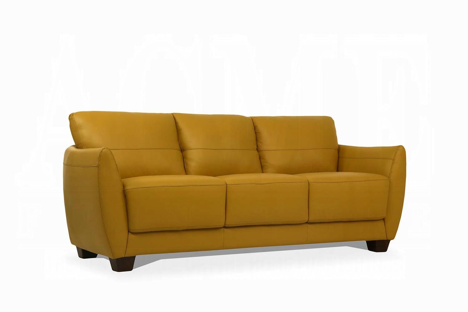 Valeria Mustard Leather Sofa