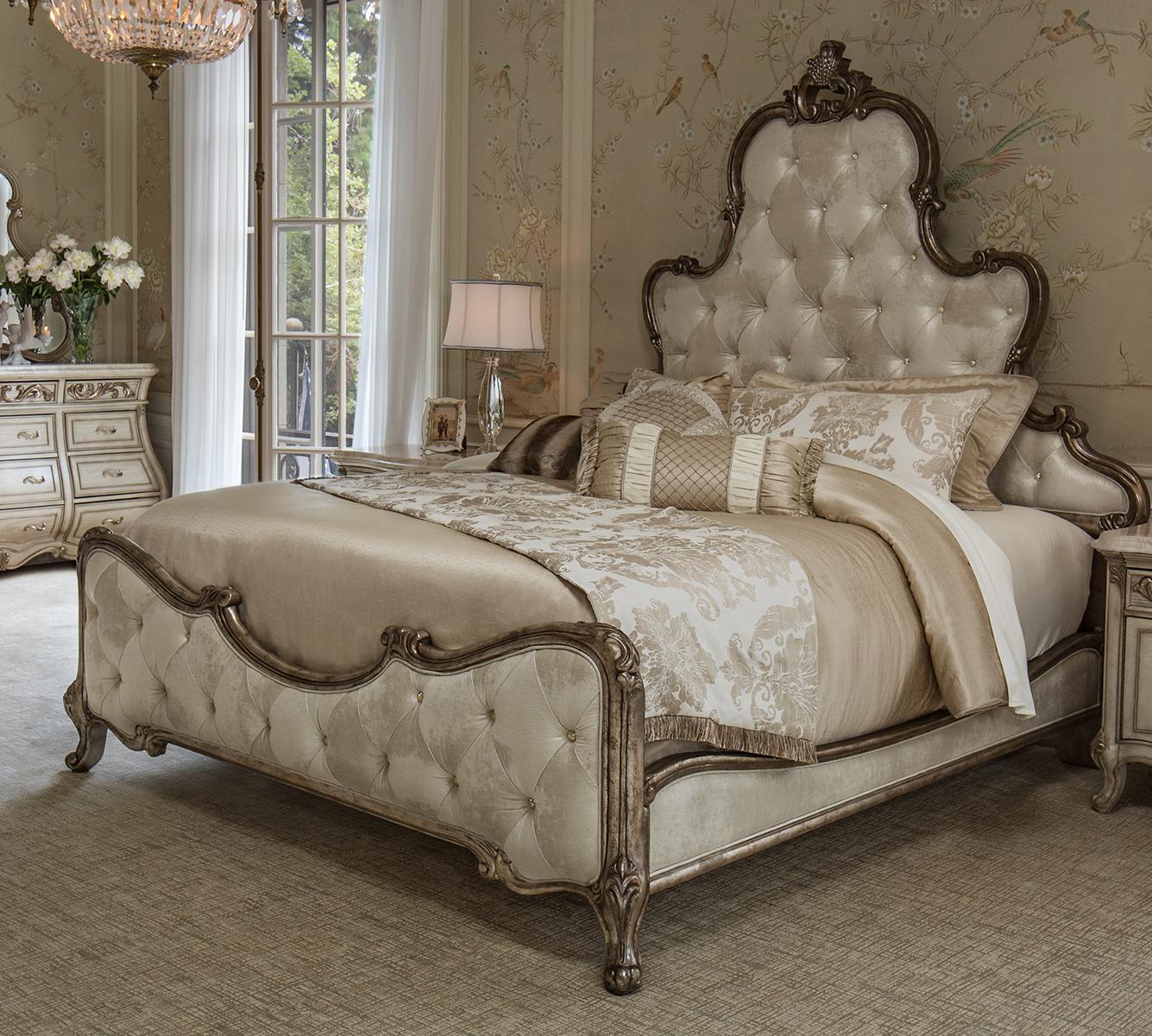 Platine de Royale King Panel Bed in Antique Platinum 09000EKPL3-101
