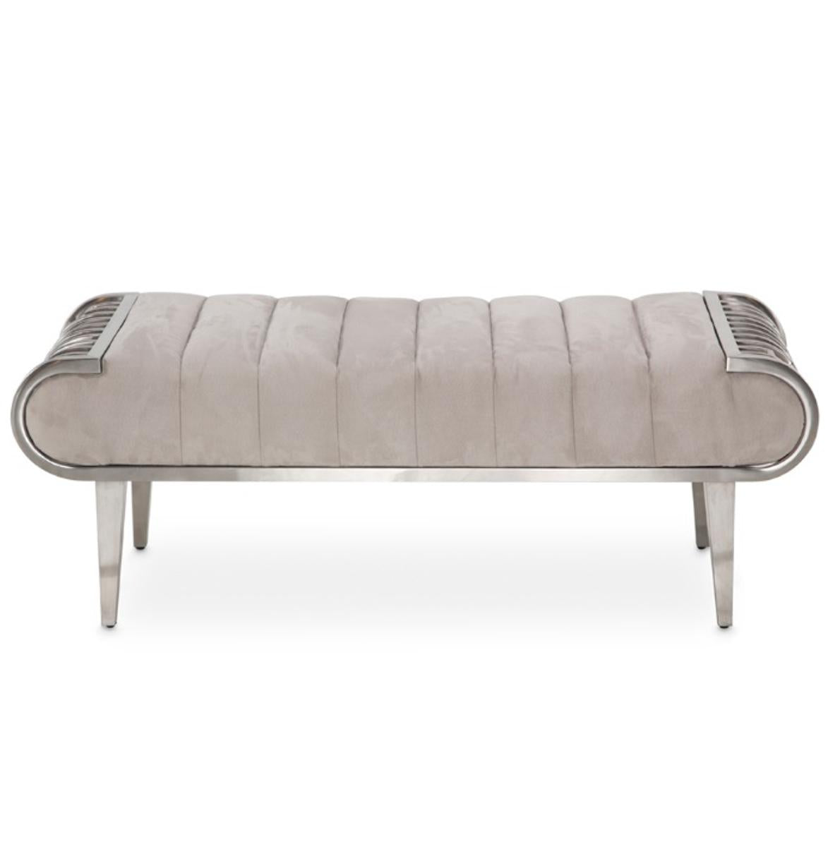 Roxbury Park Channel Tufted Bed Bench in Stainless Steel