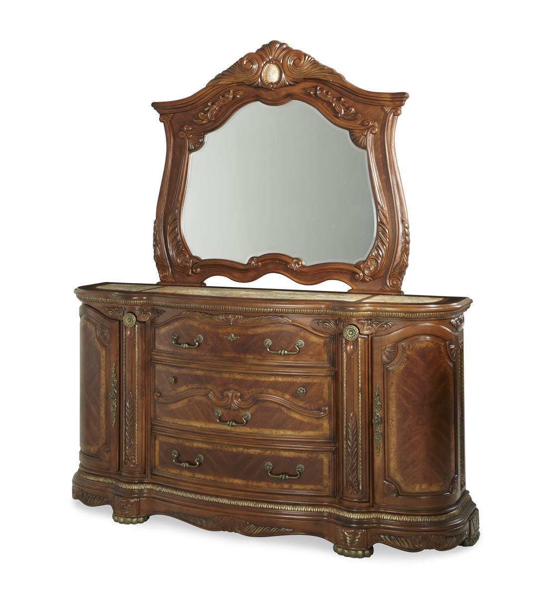 Cortina Mirror in Honey Walnut - Luxury Home Furniture (MI)