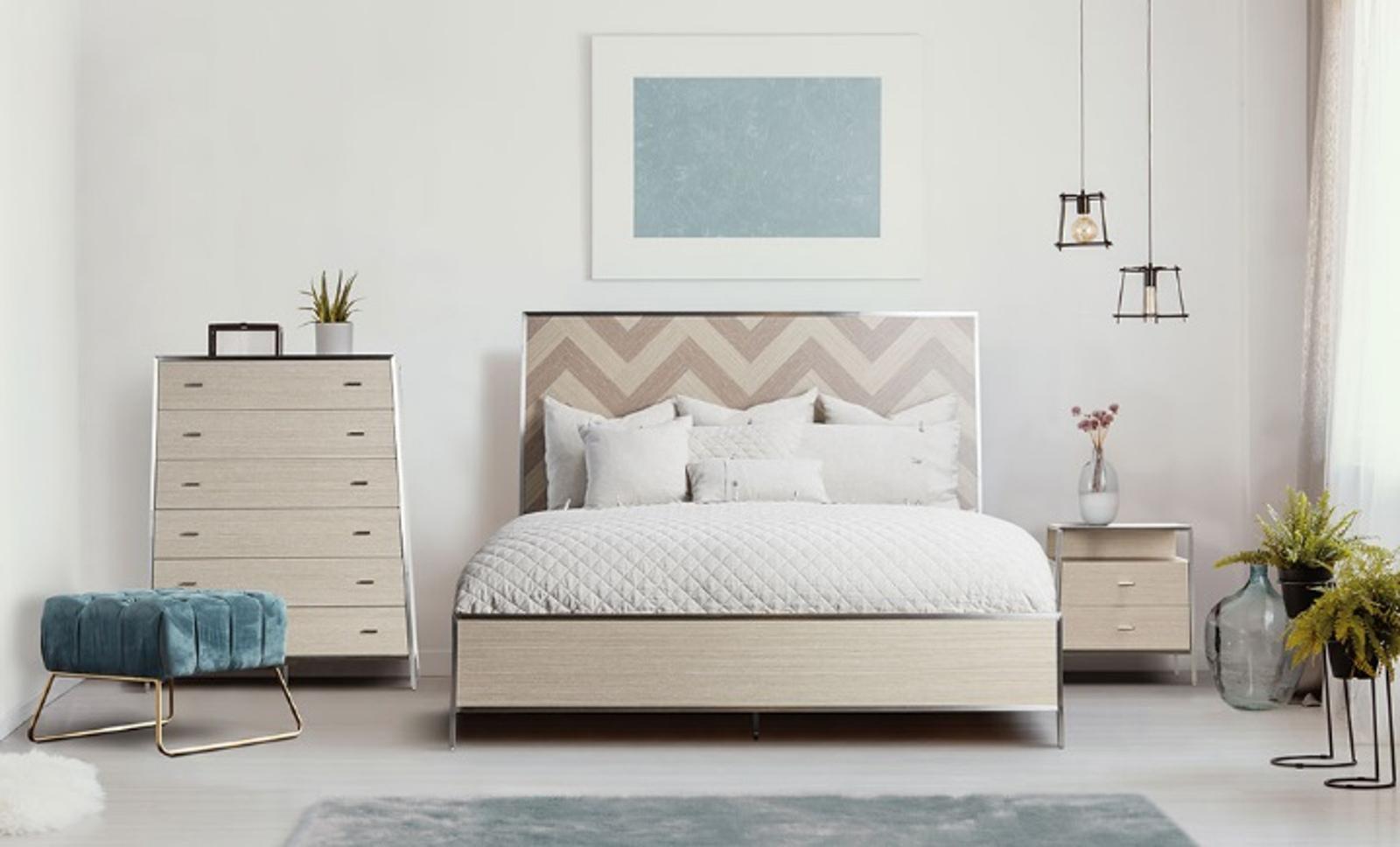 Silverlake Village King Panel Bed in Washed Oak - Luxury Home Furniture (MI)