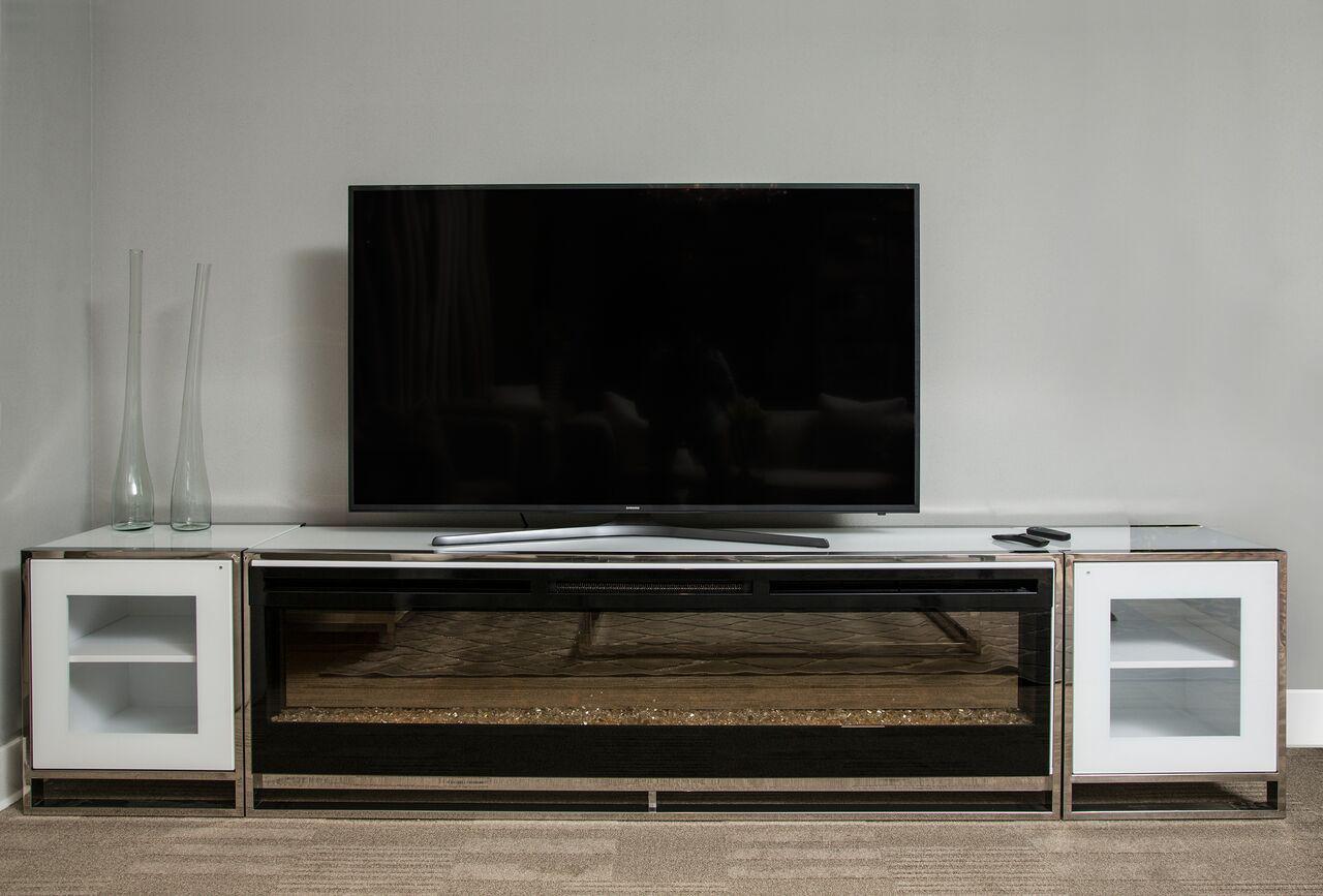 State St. Fireplace TV Console w/Firebox Insert 110V (4pc) - Luxury Home Furniture (MI)