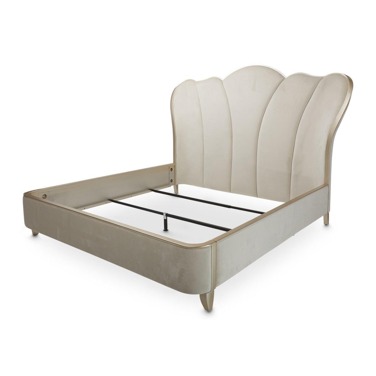 Villa Cherie Eastern King Channel Tufted Upholstered Bed in Caramel - Luxury Home Furniture (MI)