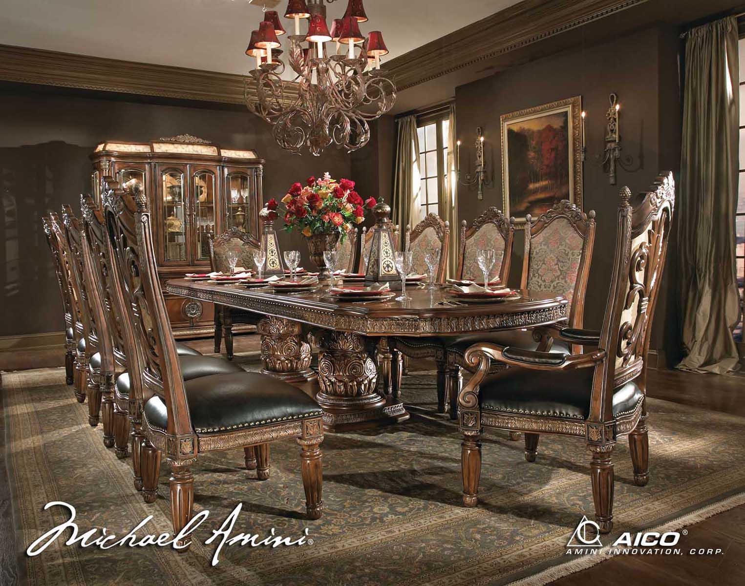 AICO Villa Valencia Side Chair in Classic Chestnut (Set of 2) - Luxury Home Furniture (MI)