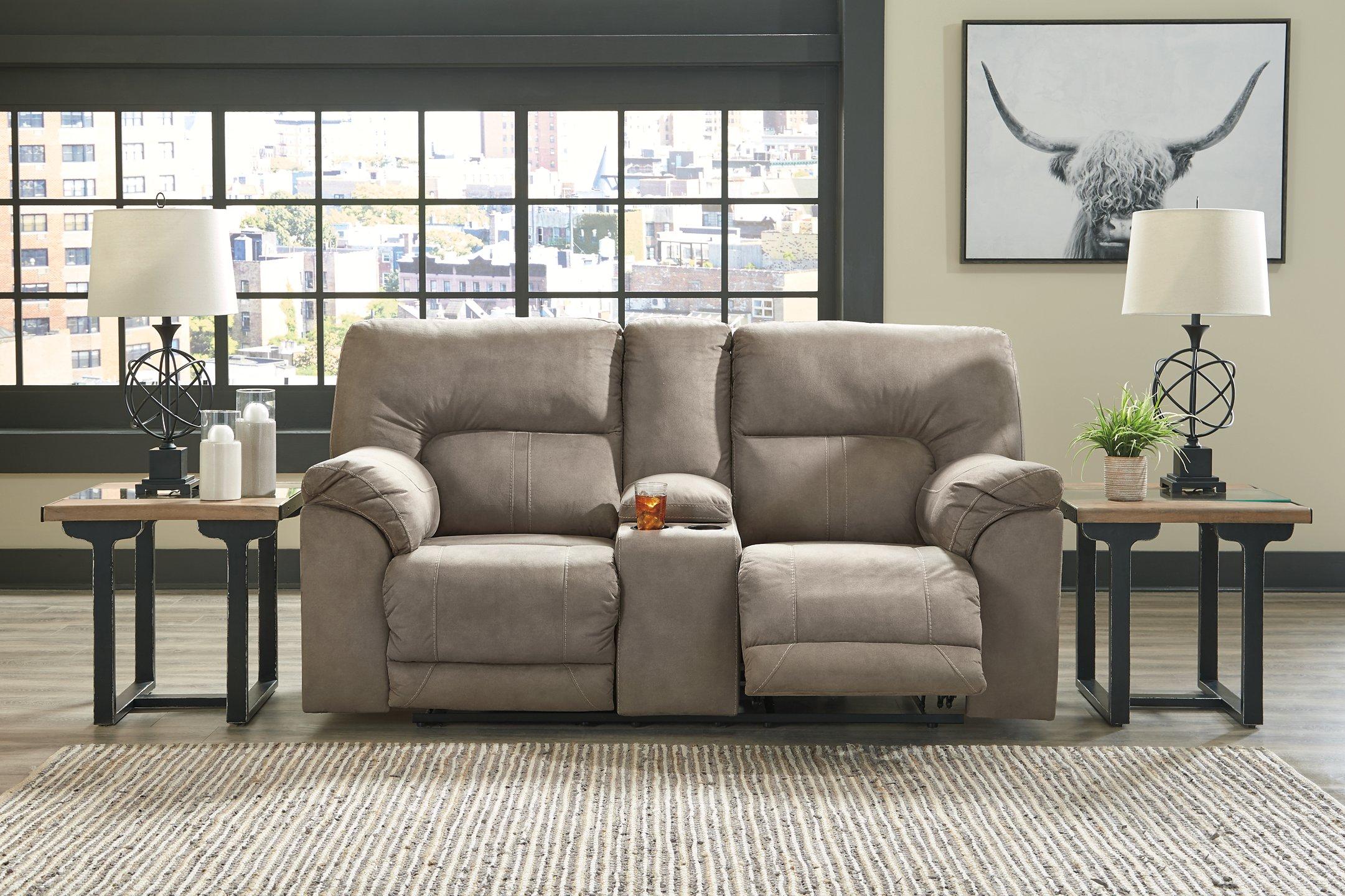 Cavalcade Power Reclining Loveseat with Console - Luxury Home Furniture (MI)