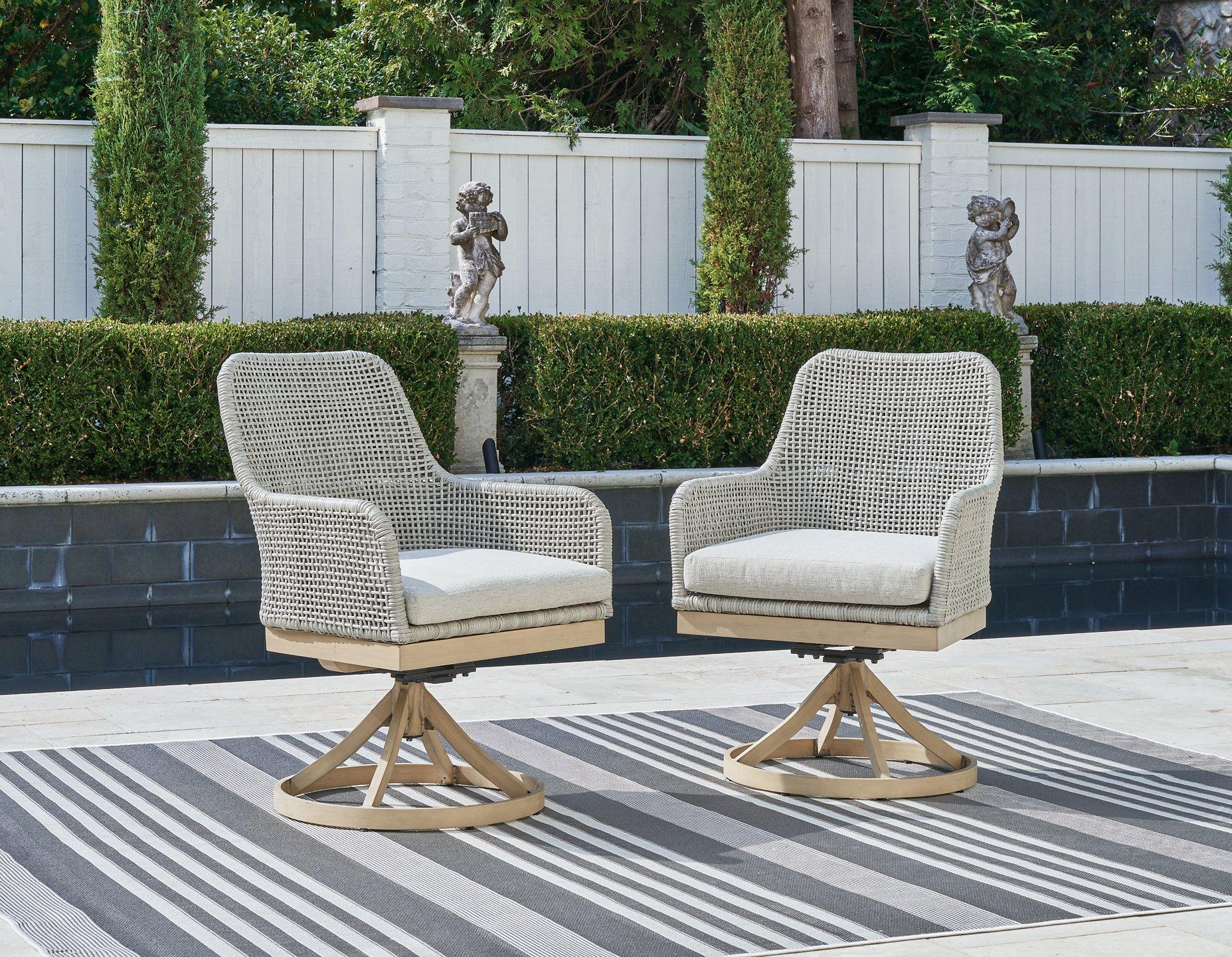 Seton Creek Outdoor Swivel Dining Chair (Set of 2) - Luxury Home Furniture (MI)