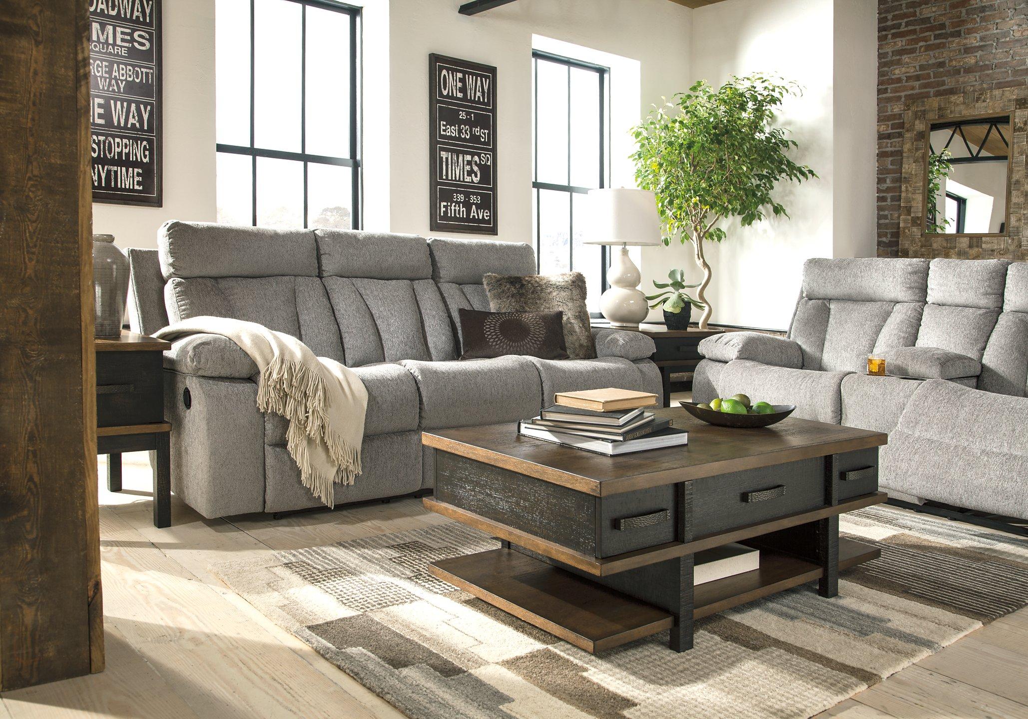 Mitchiner Reclining Sofa with Drop Down Table - Luxury Home Furniture (MI)