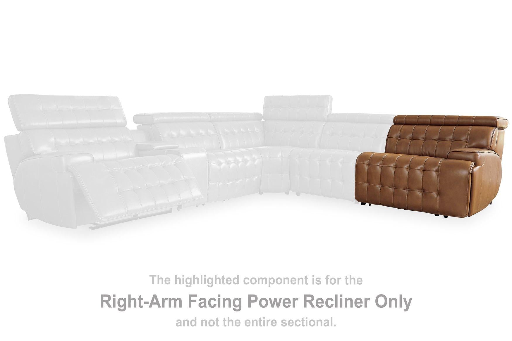 Temmpton Dual Power Leather Reclining Modular Loveseat with Console - Luxury Home Furniture (MI)