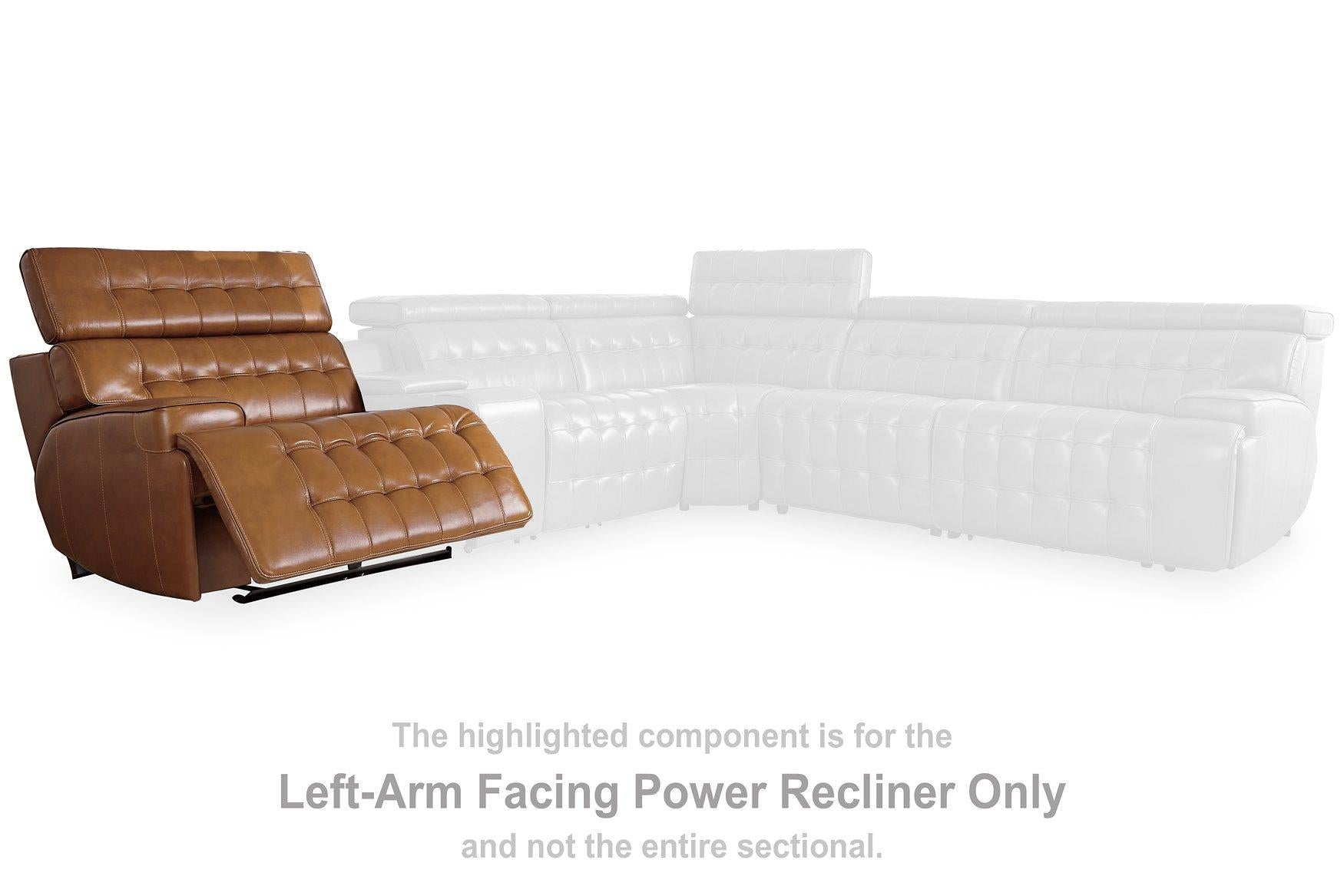 Temmpton Dual Power Leather Reclining Modular Loveseat with Console - Luxury Home Furniture (MI)