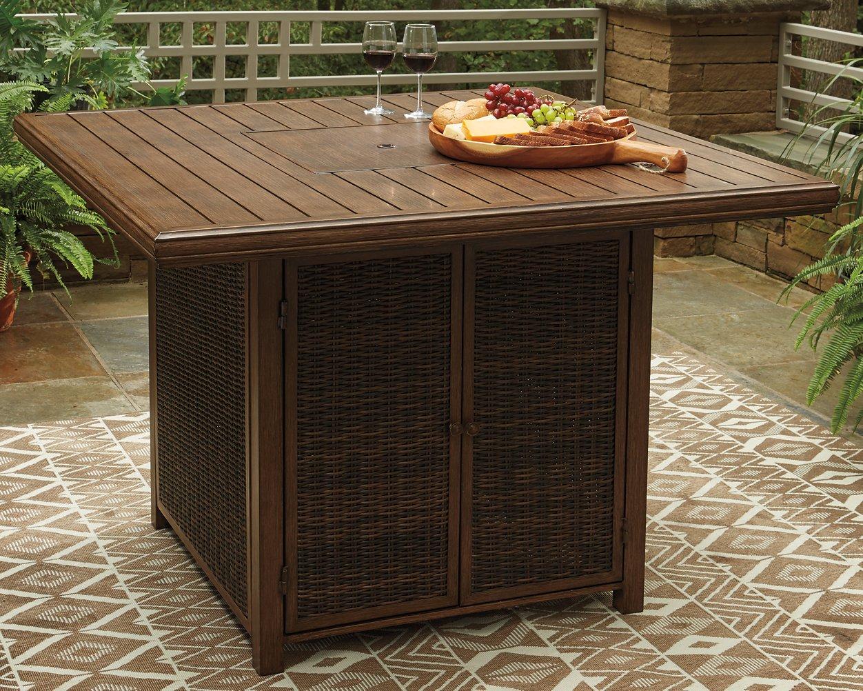 Paradise Trail Outdoor Counter Height Dining Table with 4 Barstools - Luxury Home Furniture (MI)