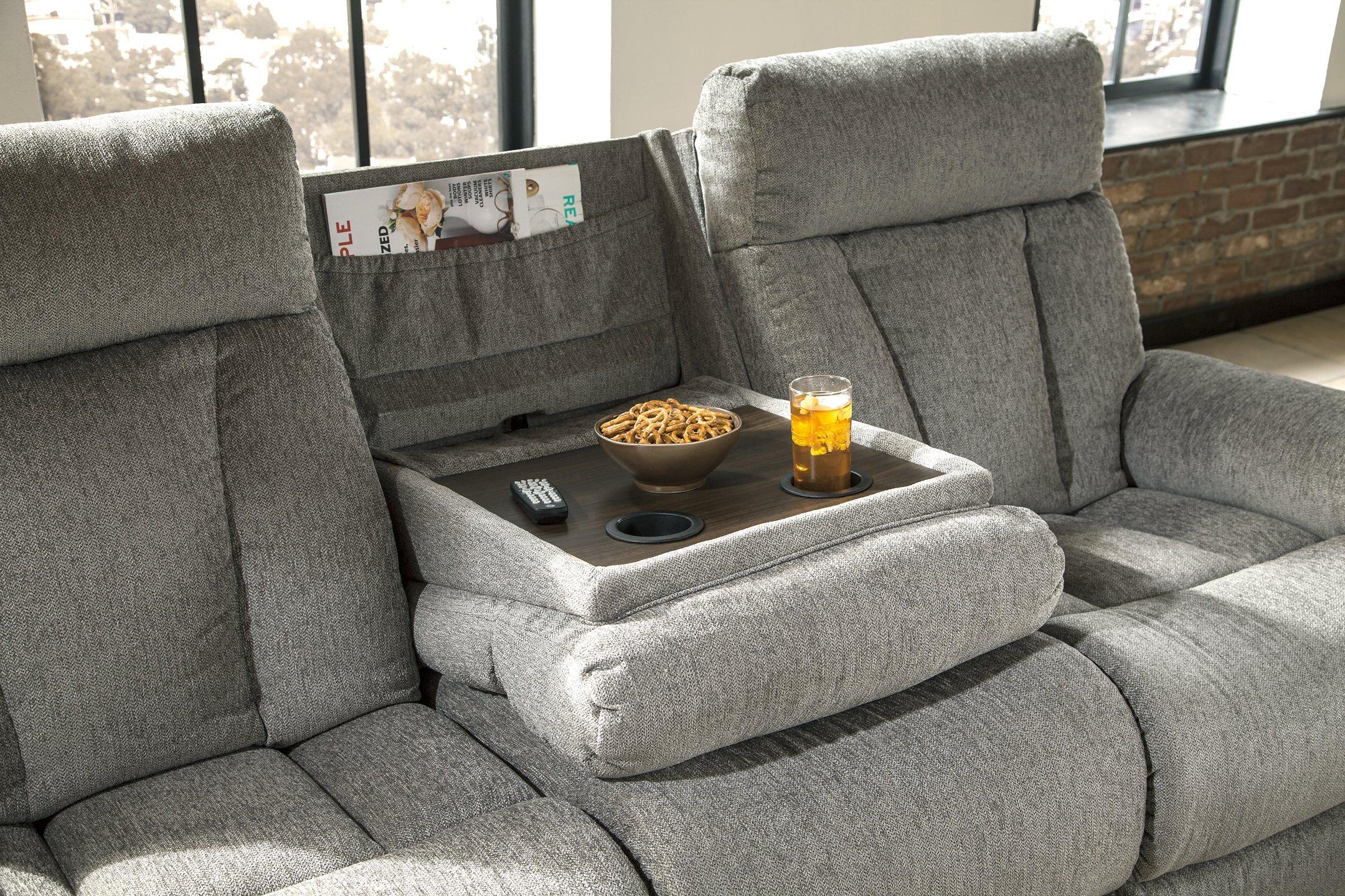 Mitchiner Reclining Sofa with Drop Down Table - Luxury Home Furniture (MI)
