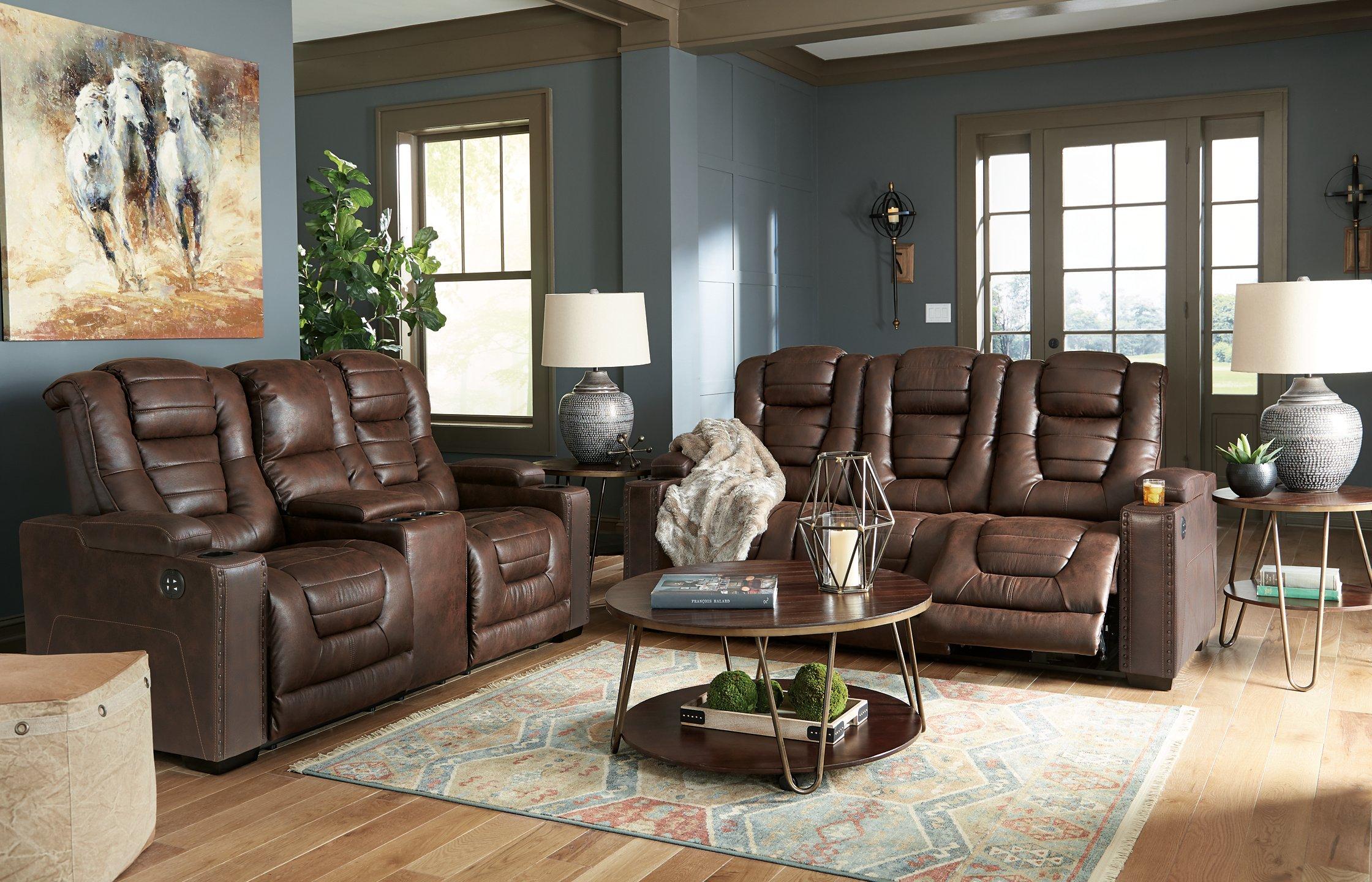 Owner's Box Power Reclining Loveseat with Console - Luxury Home Furniture (MI)