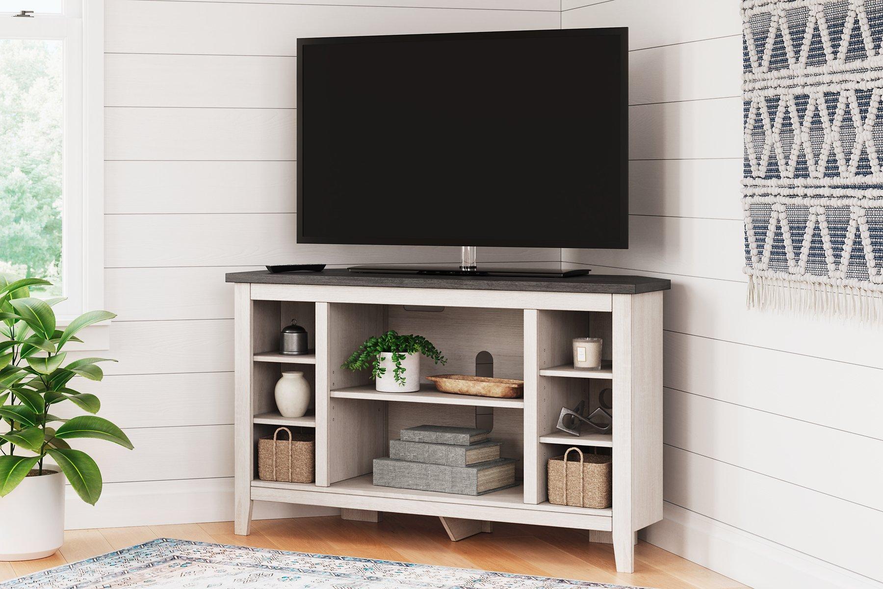 Dorrinson Corner TV Stand with Electric Fireplace - Luxury Home Furniture (MI)