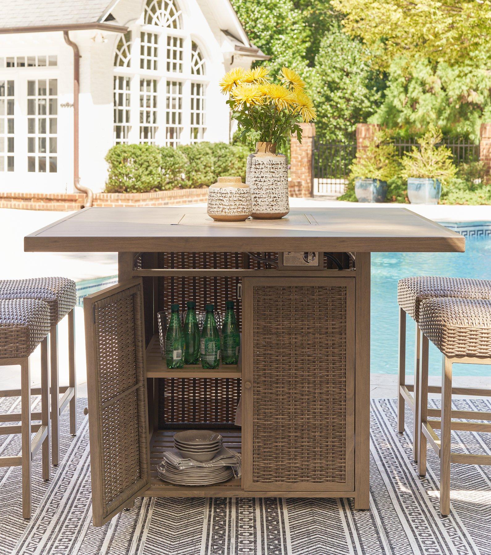 Walton Bridge Outdoor Bar Table with Fire Pit - Luxury Home Furniture (MI)