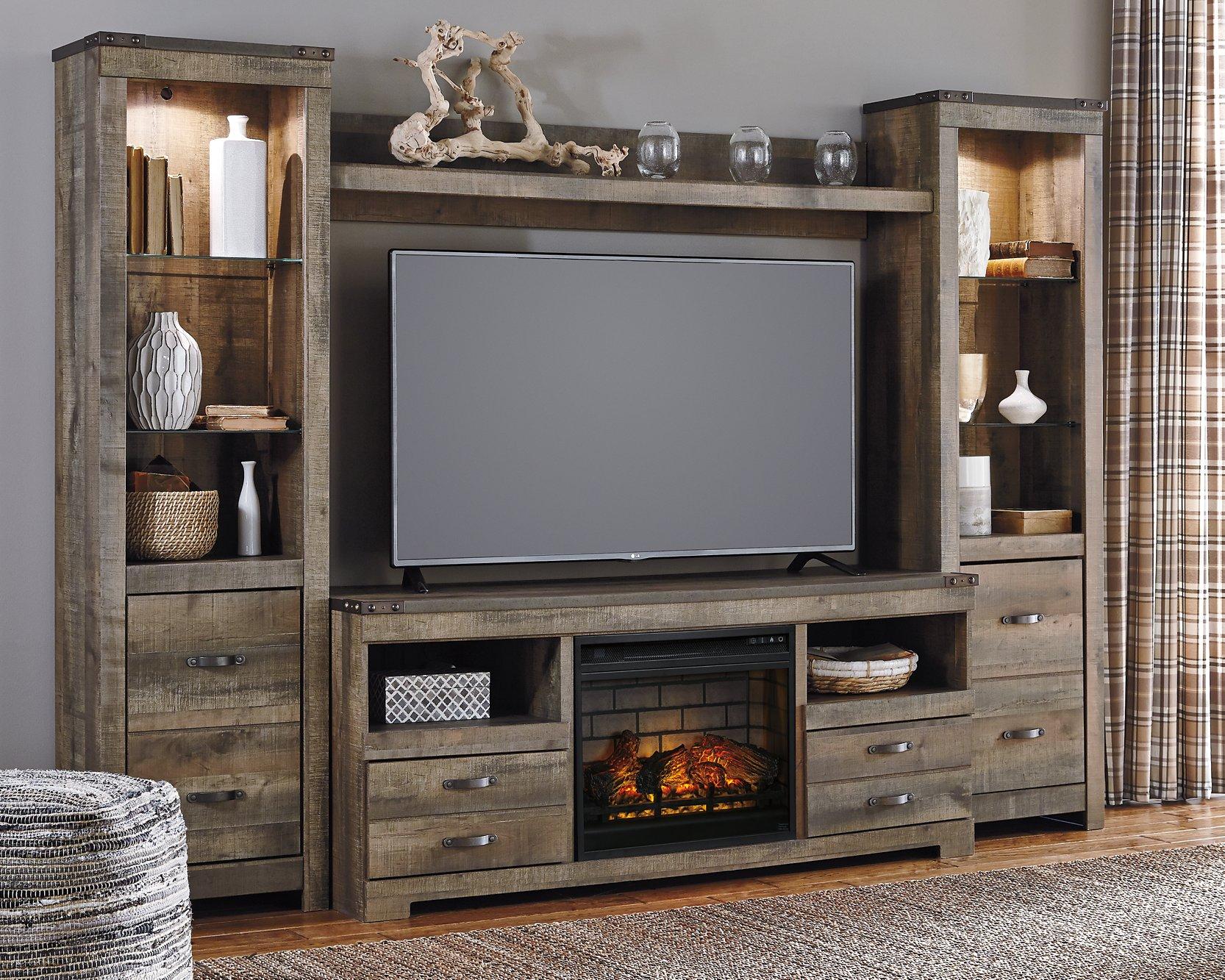 Trinell 4-Piece Entertainment Center with Electric Fireplace - Luxury Home Furniture (MI)