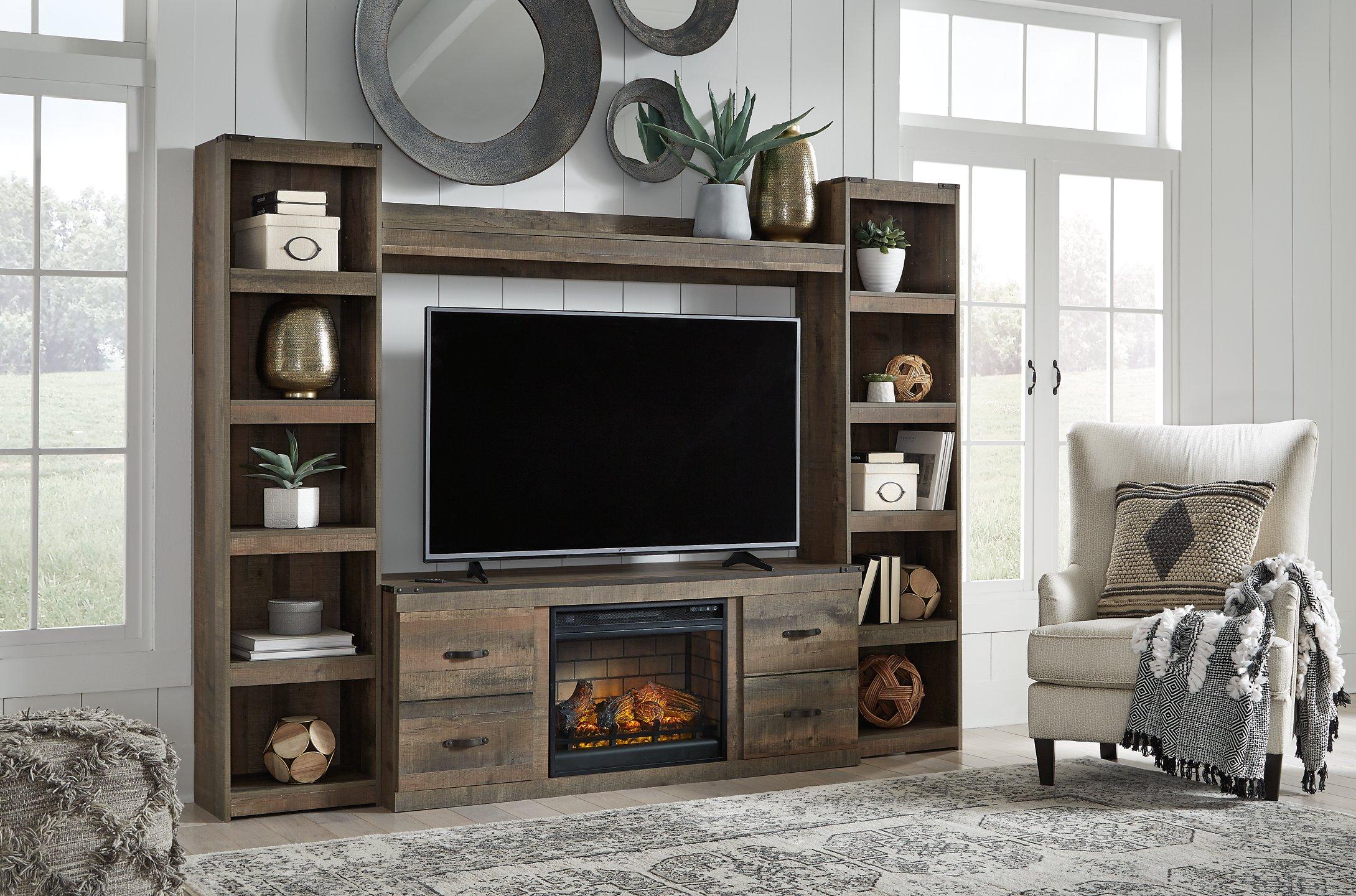 Trinell 4-Piece Entertainment Center with Electric Fireplace - Luxury Home Furniture (MI)