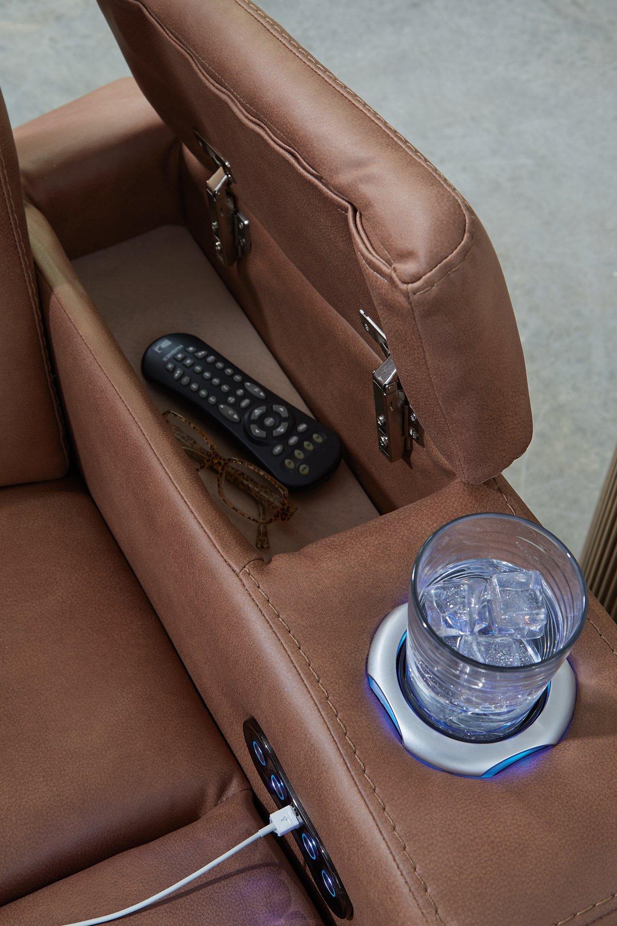 Clean-Slate Power Reclining Loveseat with Console - Luxury Home Furniture (MI)