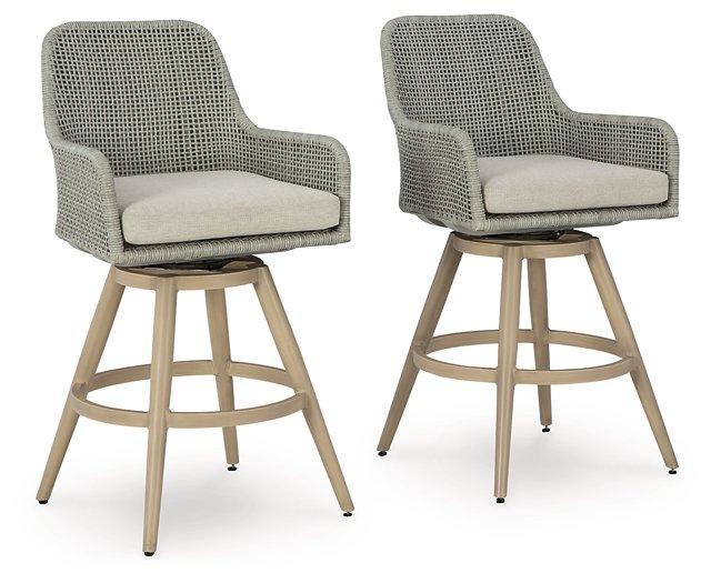 Seton Creek Outdoor Bar Height Barstool with Cushion (Set of 2) - Luxury Home Furniture (MI)
