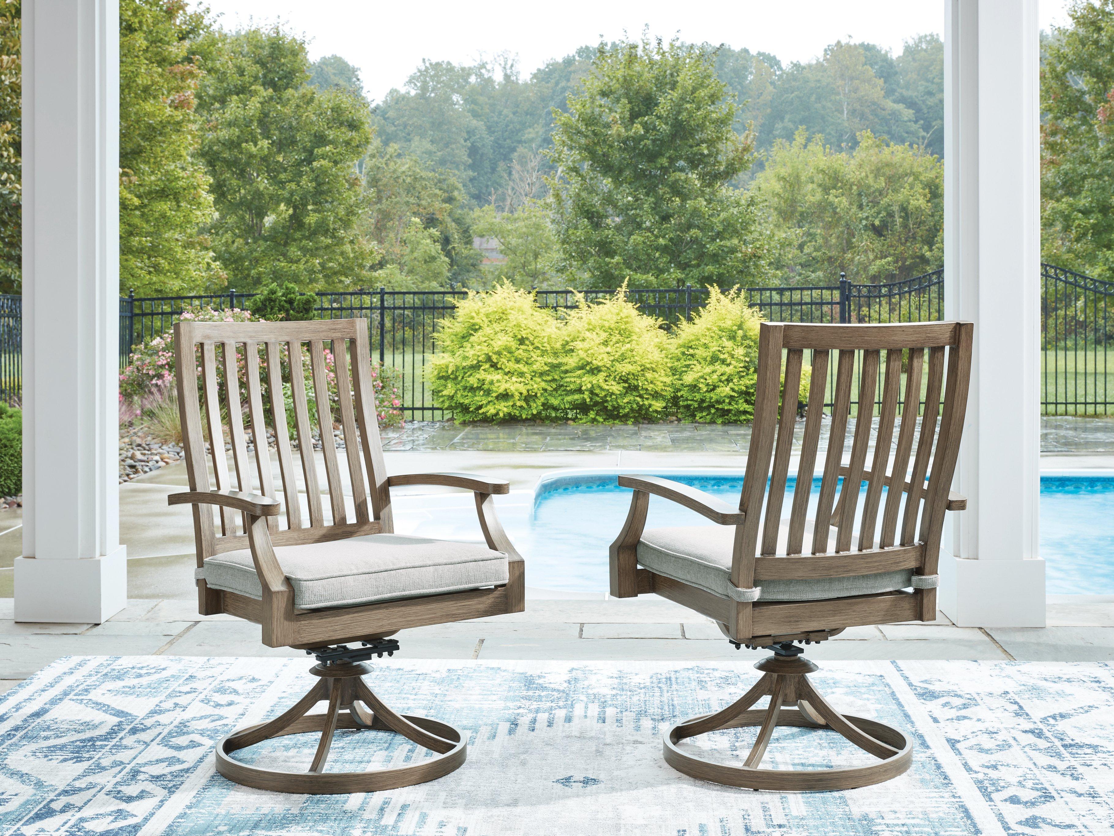 Rainier Ranch Outdoor Swivel Chair with Cushion (Set of 2) - Luxury Home Furniture (MI)
