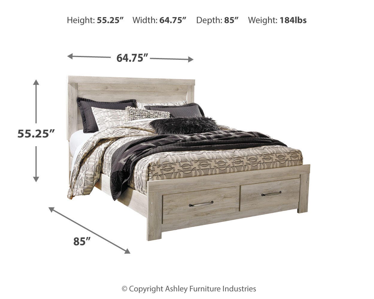 Bellaby Bed with 2 Storage Drawers - Luxury Home Furniture (MI)