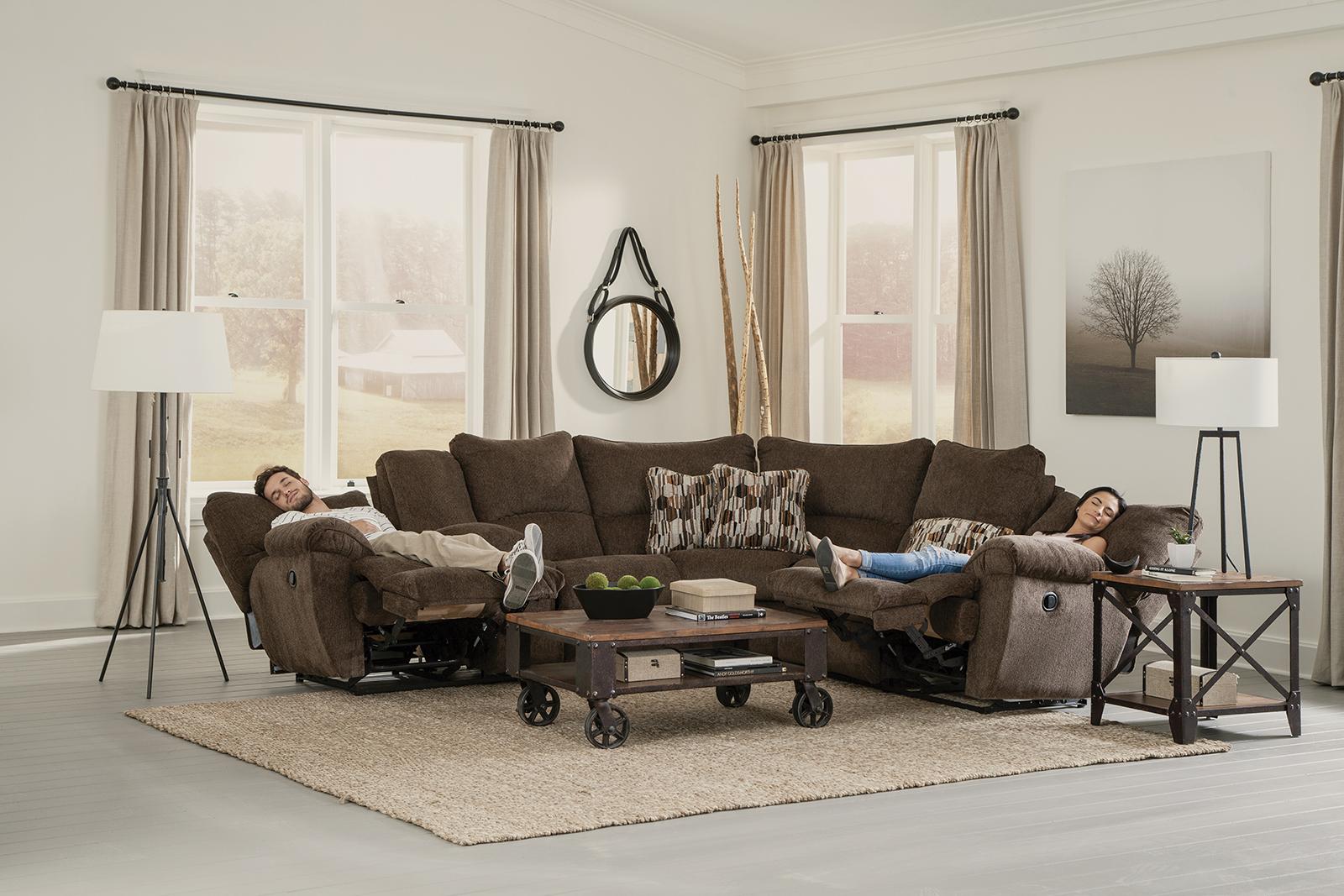 Catnapper Elliott 2pc Lay Flat Reclining Sectional in Chocolate - Luxury Home Furniture (MI)