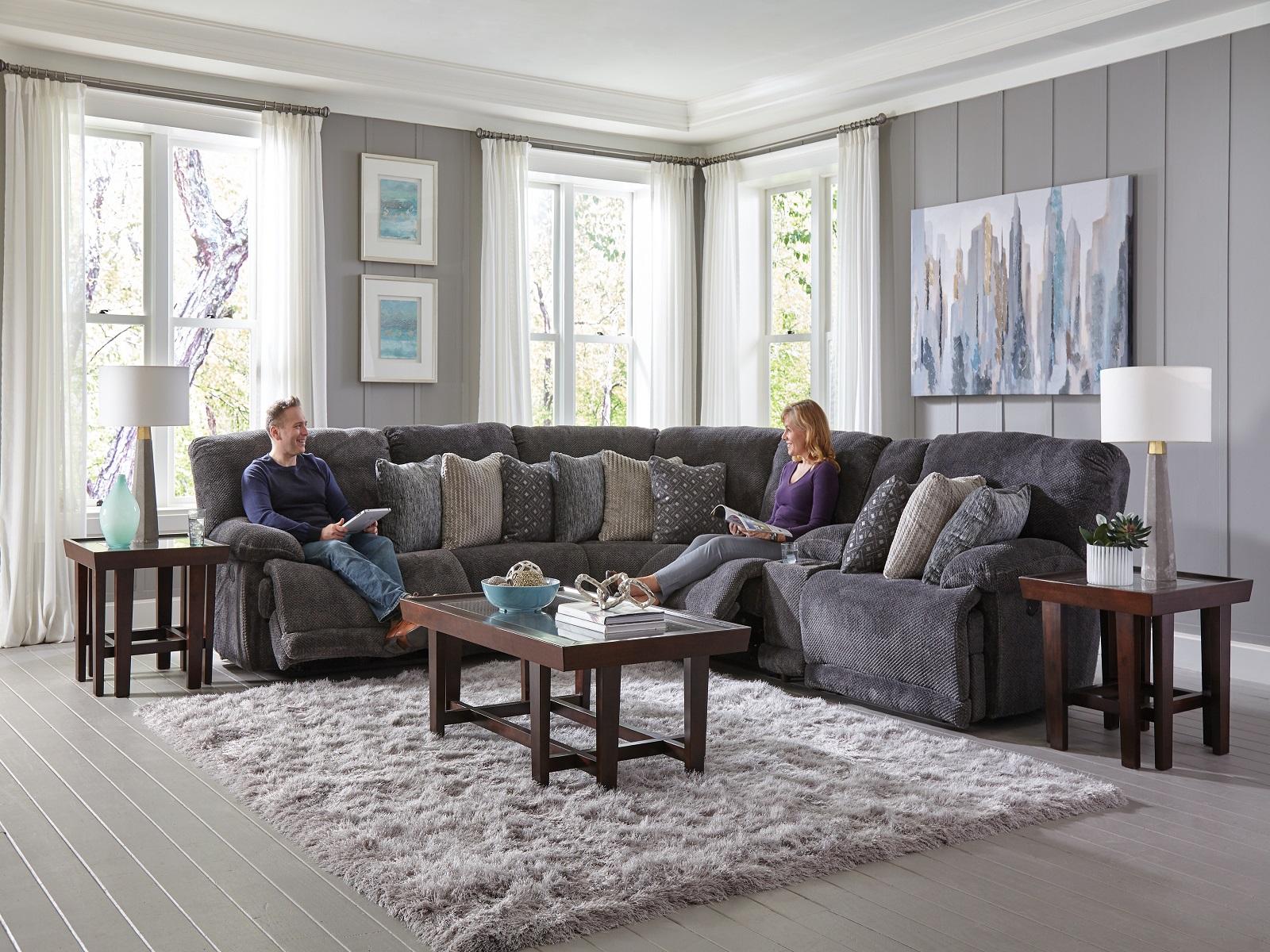 Catnapper Furniture Burbank Power Lay Flat Right Side Facing  Recliner in Smoke - Luxury Home Furniture (MI)