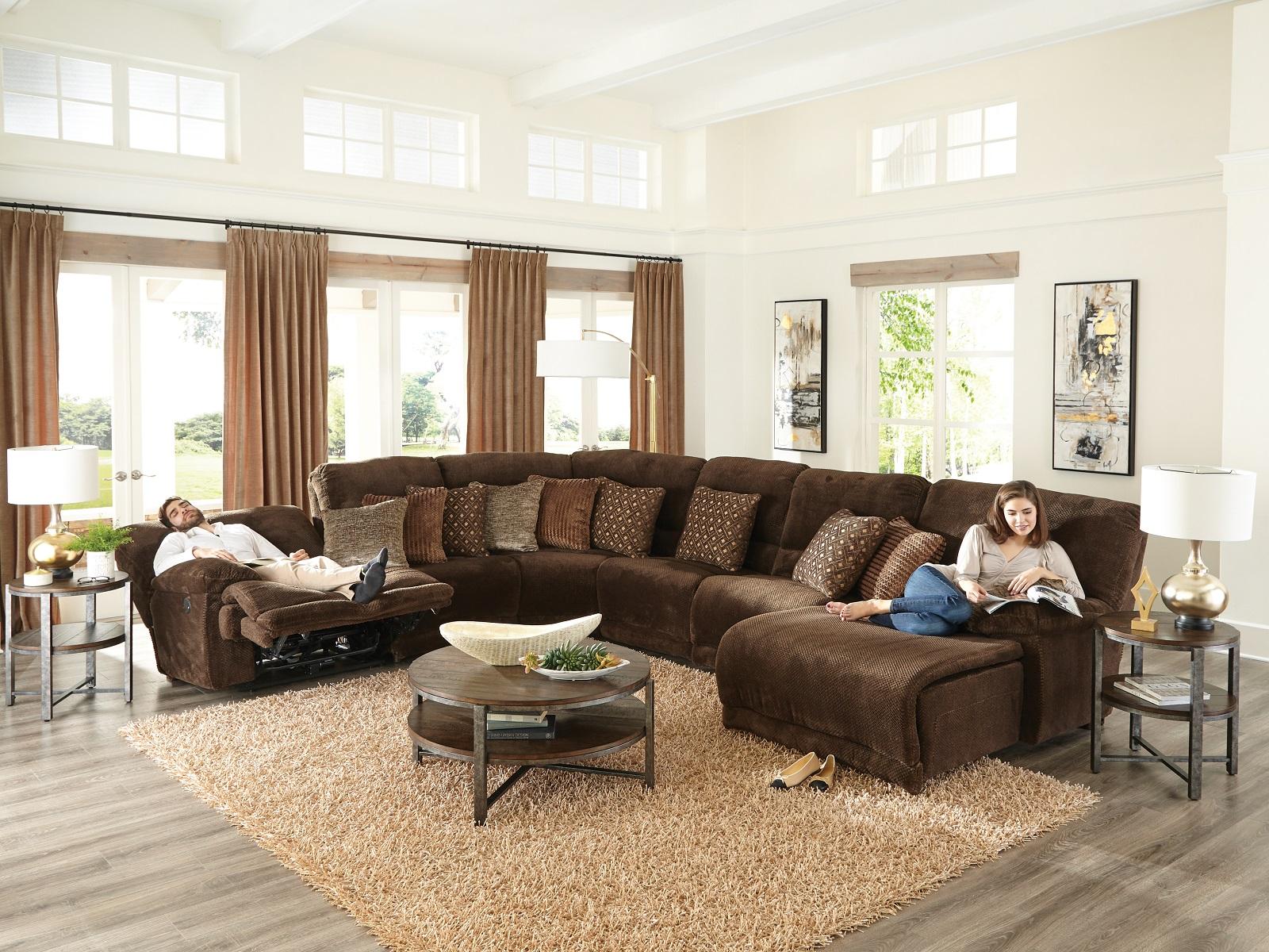 Catnapper Furniture Lay Flat Right Side Facing  Recliner in Chocolate - Luxury Home Furniture (MI)