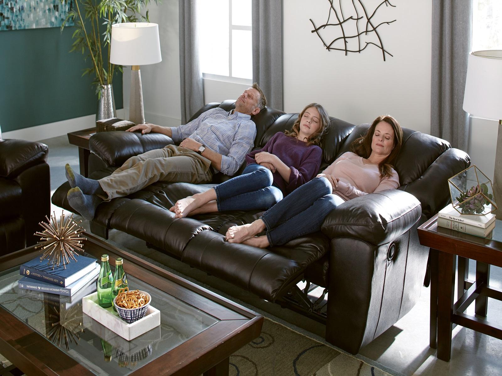 Catnapper Furniture Transformer II Ultimate Sofa with 3 Recliners and Drop Down Table in Chocolate - Luxury Home Furniture (MI)