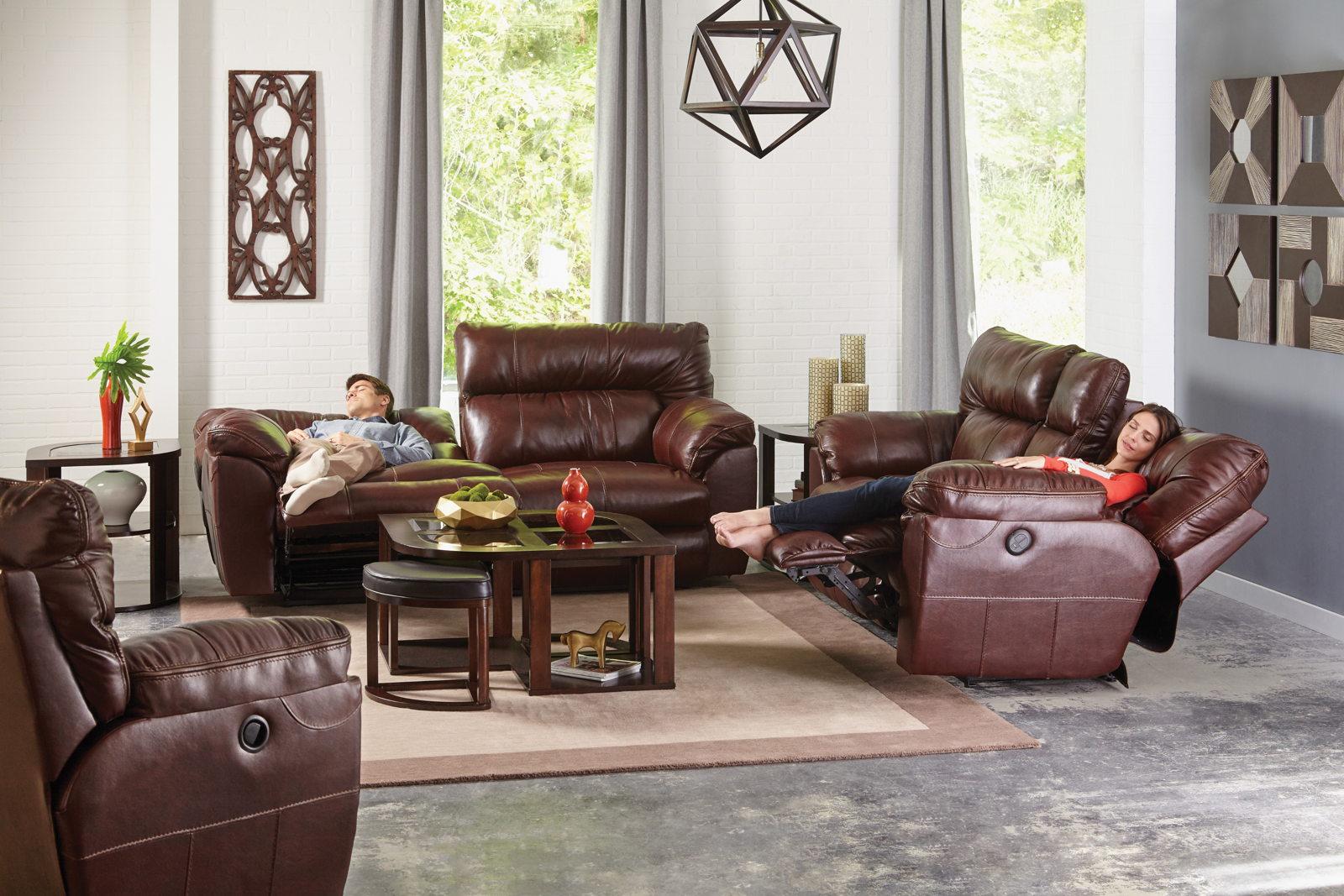 Catnapper Milan Lay Flat Reclining Sofa in Walnut 4341 - Luxury Home Furniture (MI)