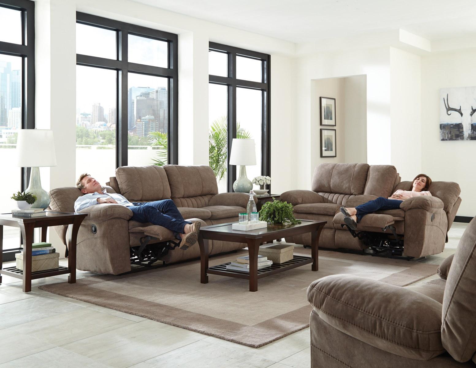 Catnapper Reyes Power Lay Flat Reclining Console Loveseat w/Storage & Cupholders in Portabella 62409 - Luxury Home Furniture (MI)