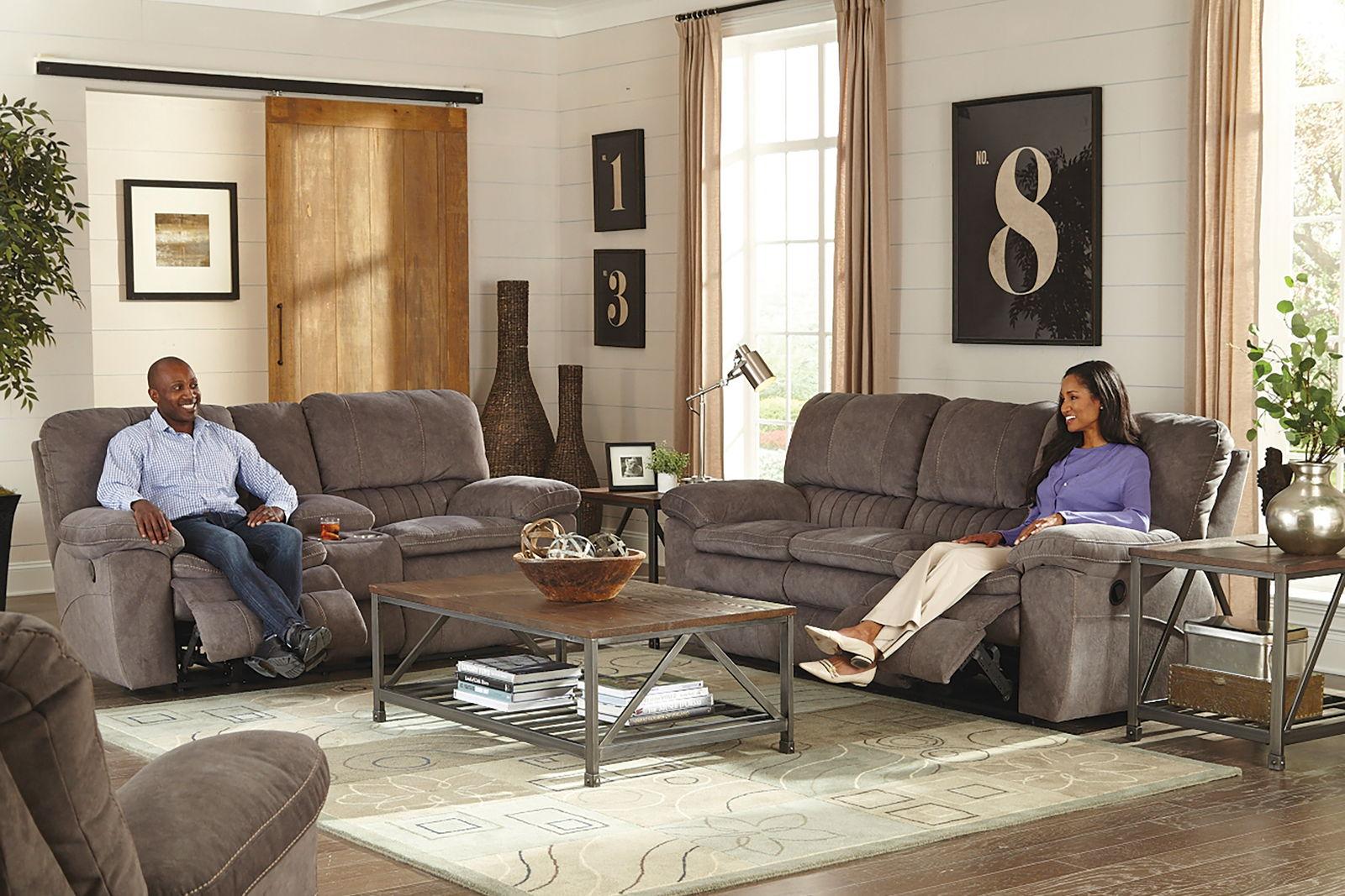 Catnapper Reyes Power Lay Flat Reclining Console Loveseat w/Storage & Cupholders in Graphite 62409 - Luxury Home Furniture (MI)