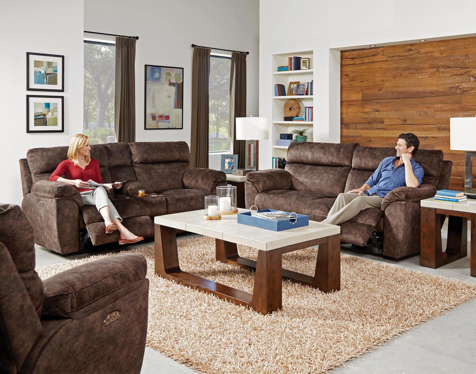 Catnapper Sedona Pwr Hdrst w/Lumbar Lay Flt Rcl Cnsl Loveseat w/Stg & Cphldrs in Mocha 762229