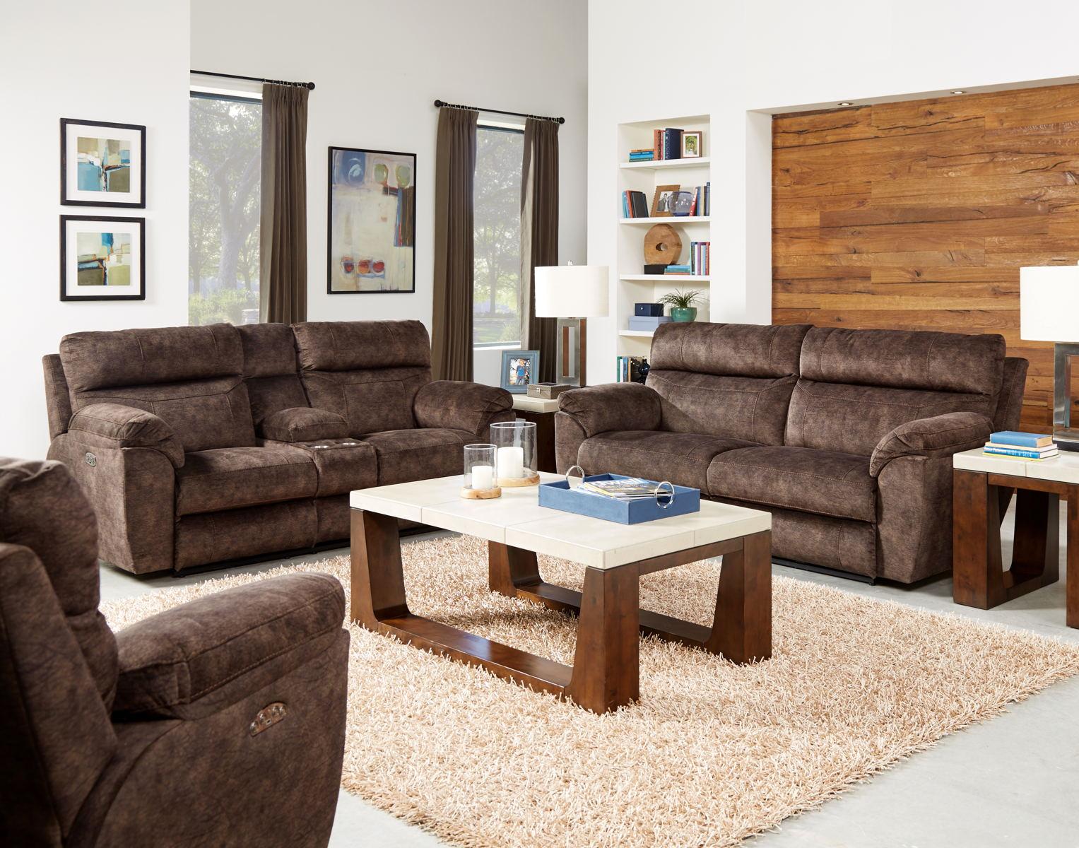 Catnapper Sedona Pwr Hdrst w/Lumbar Lay Flt Rcl Cnsl Loveseat w/Stg & Cphldrs in Mocha 762229 - Luxury Home Furniture (MI)