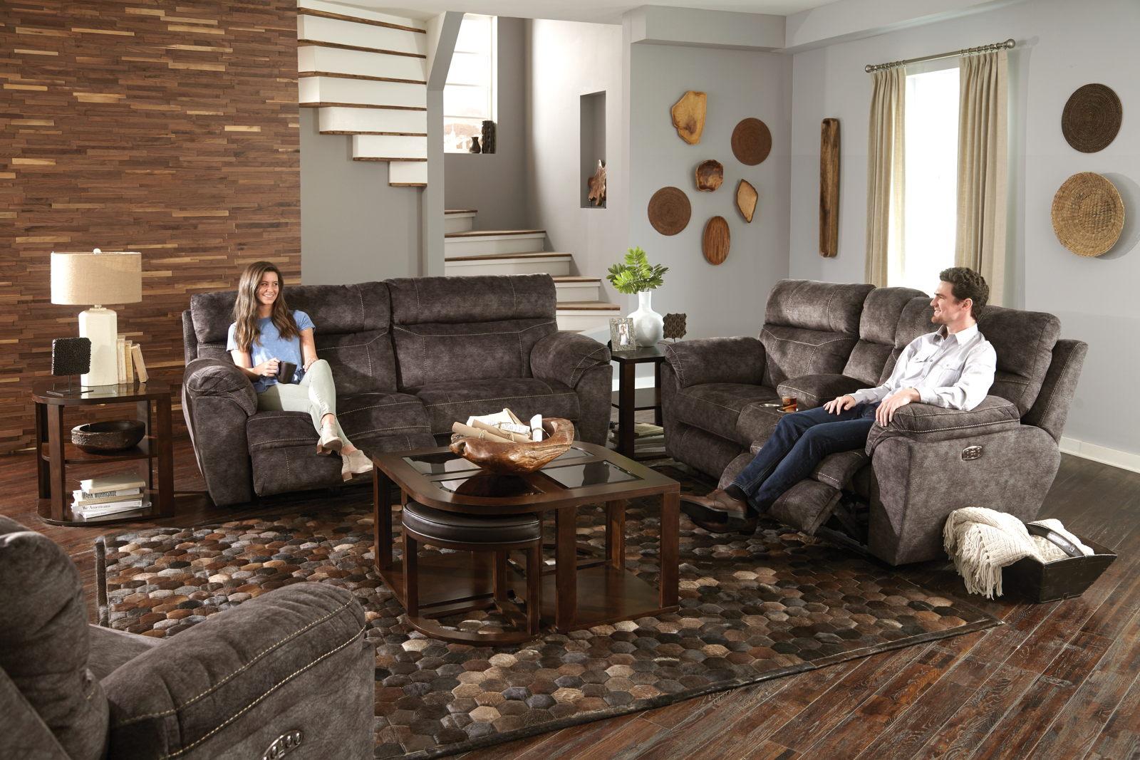 Catnapper Sedona Power Headrest w/Lumbar Lay Flat Reclining Sofa in Smoke 762221 - Luxury Home Furniture (MI)