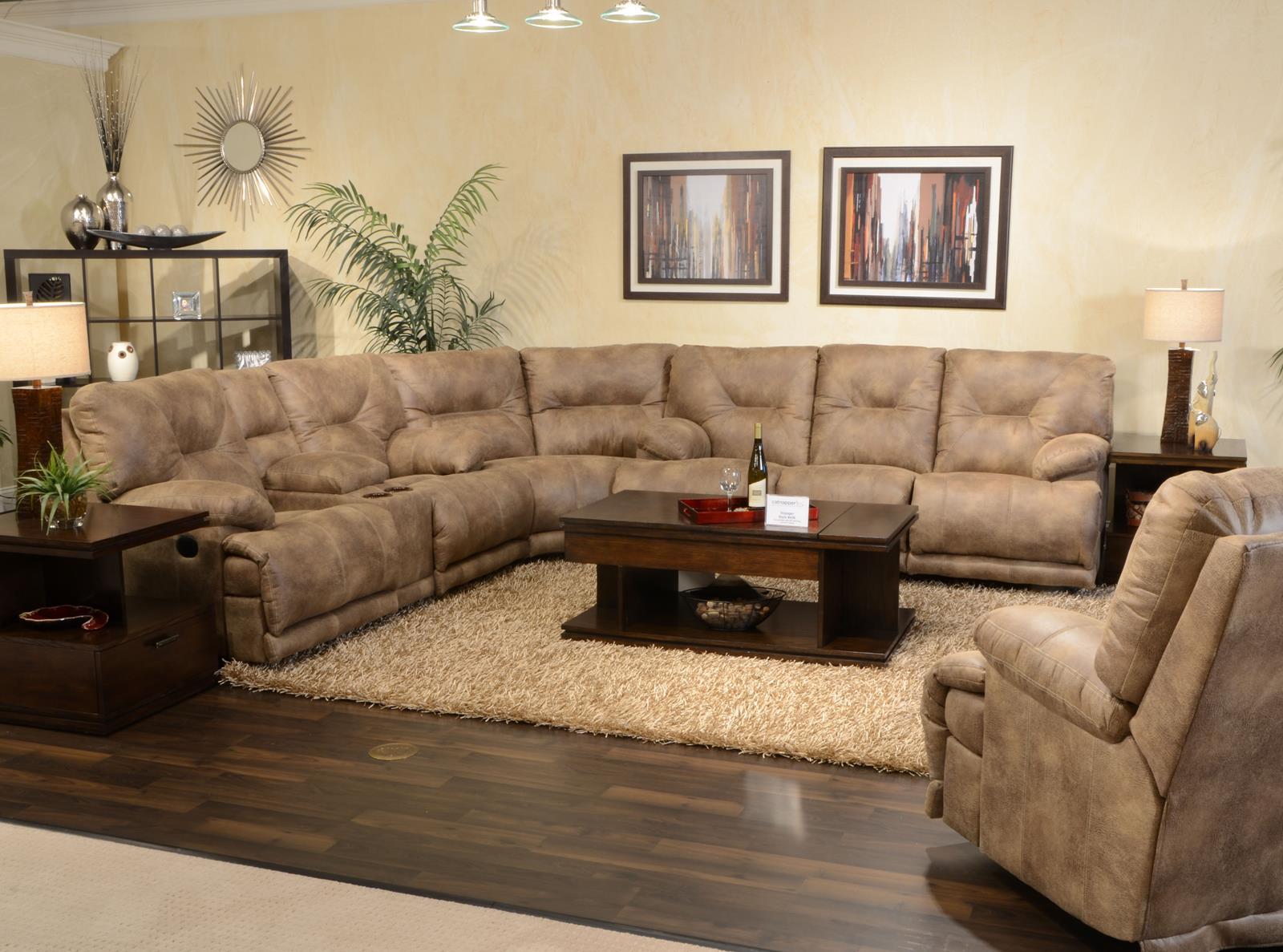 Catnapper Voyager Power Lay Flat Reclining Console Loveseat in Brandy - Luxury Home Furniture (MI)