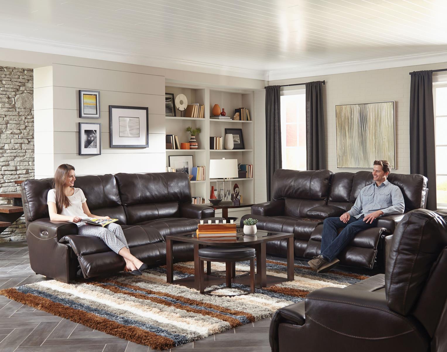 Catnapper Wembley Power Headrest Lay Flat Reclining Sofa in Chocolate - Luxury Home Furniture (MI)