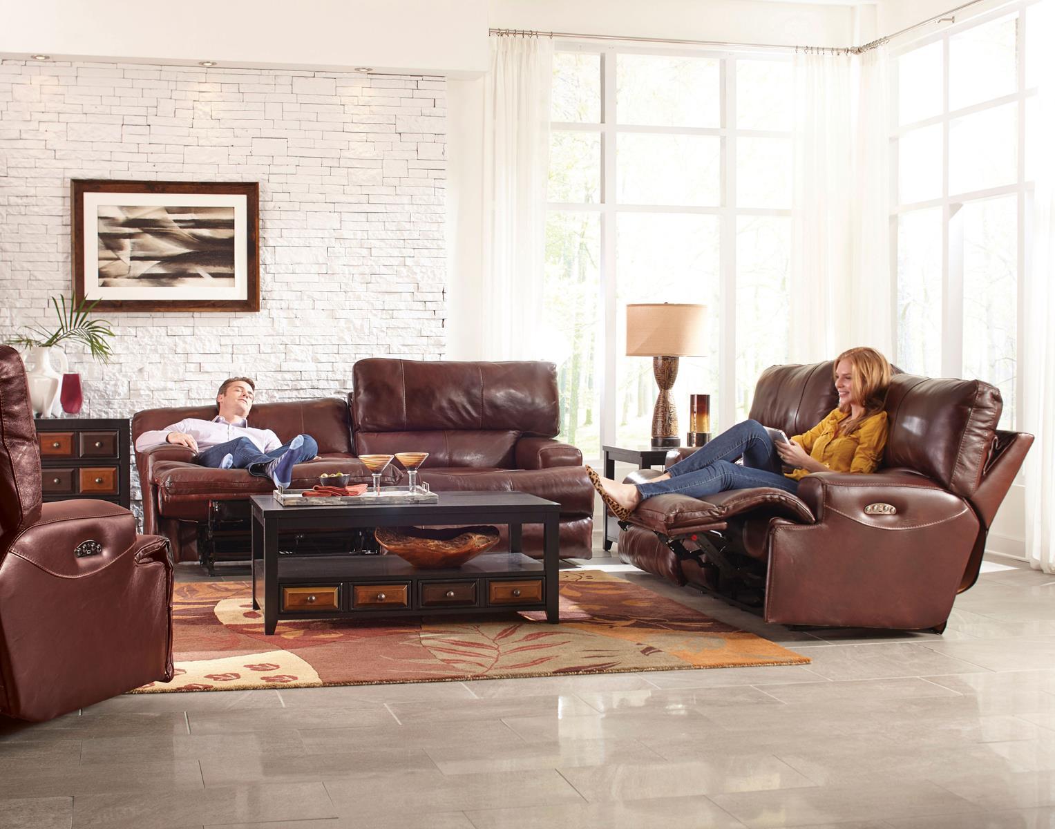 Catnapper Wembley Lay Flat Reclining Sofa in Walnut - Luxury Home Furniture (MI)