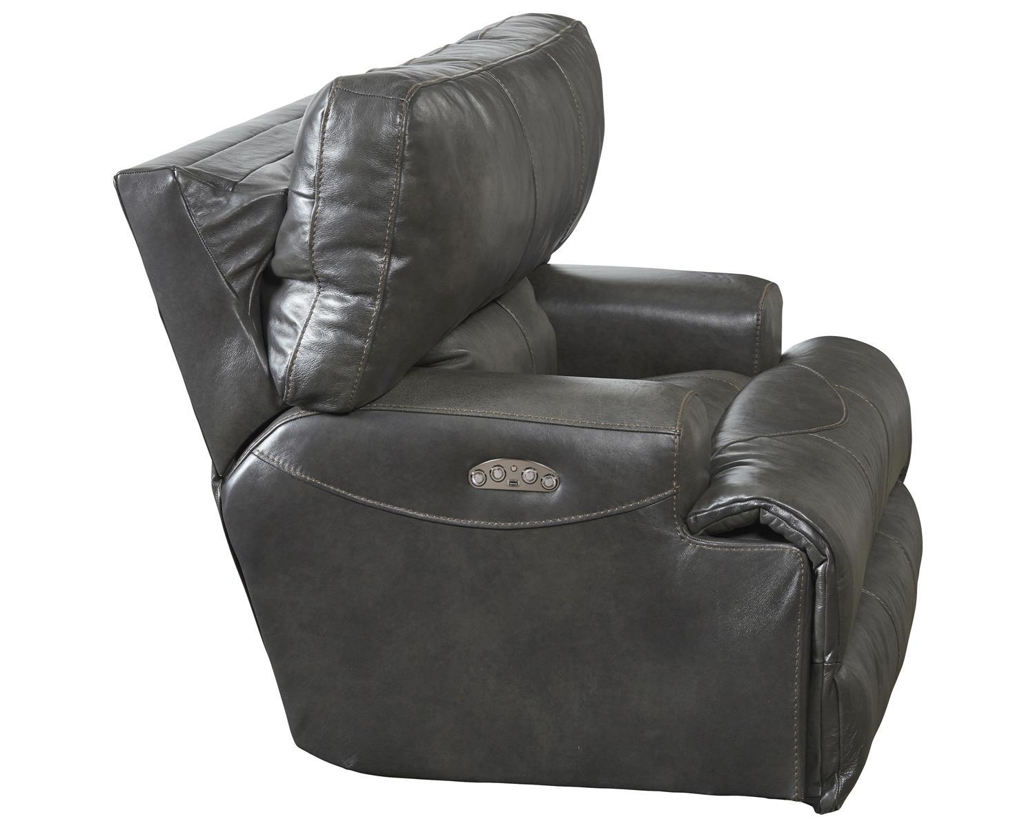 Catnapper Wembley Power Headrest Lay Flat Recliner in Steel