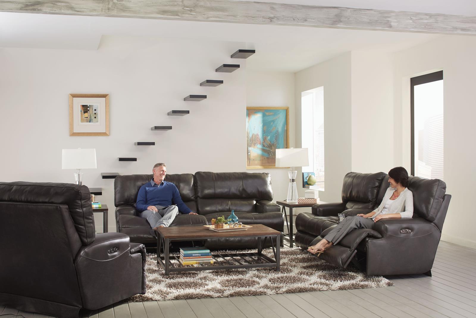 Catnapper Wembley Lay Flat Reclining Sofa in Steel - Luxury Home Furniture (MI)