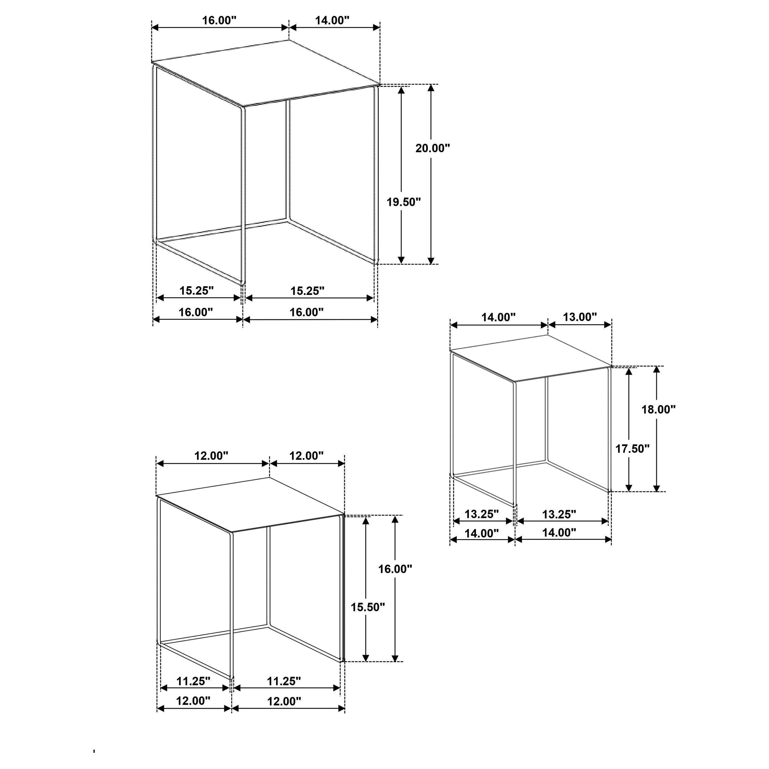 Imez 3-piece Rectangular Metal Nesting Table Grey - Luxury Home Furniture (MI)