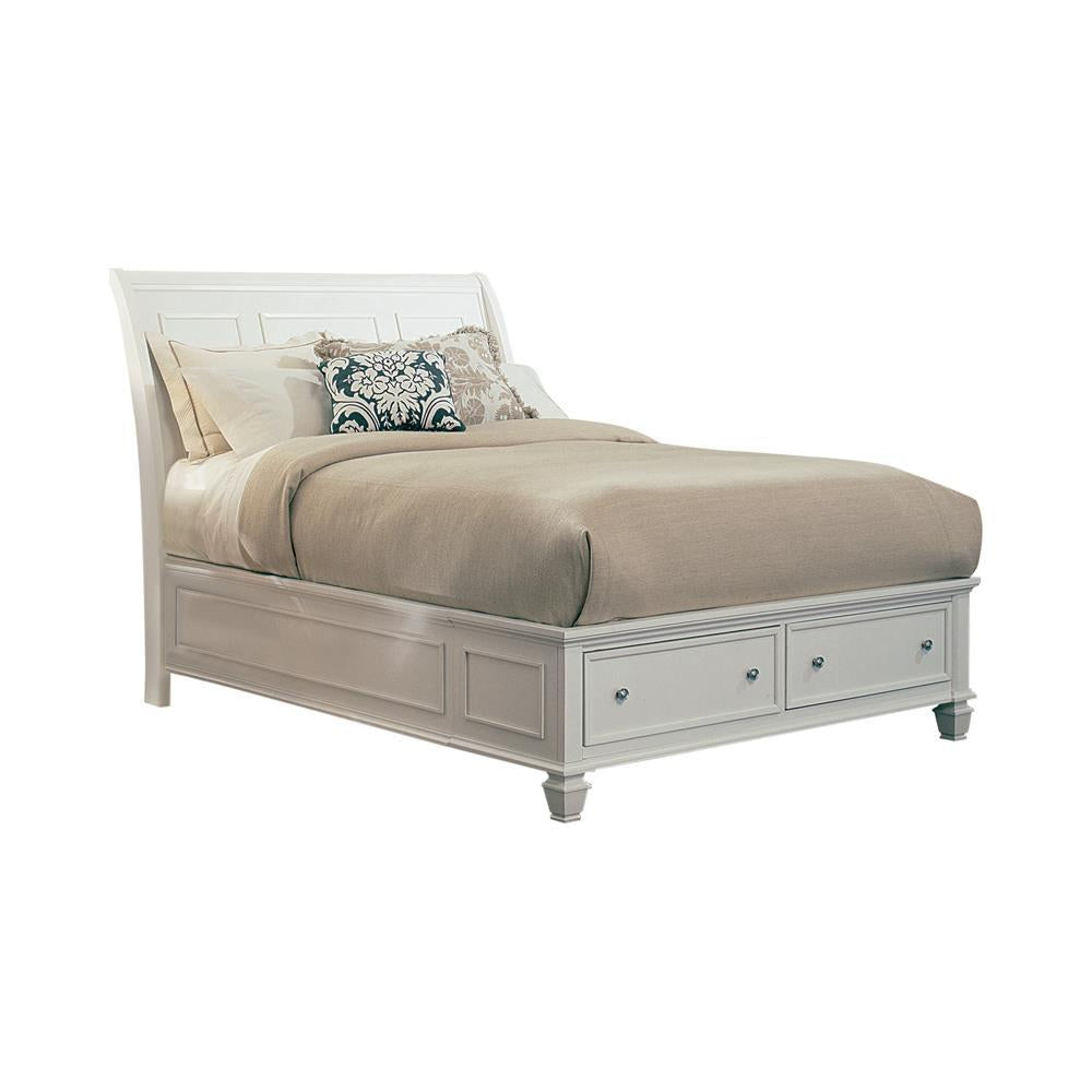 Sandy Beach Queen Storage Sleigh Bed Cream White - Luxury Home Furniture (MI)