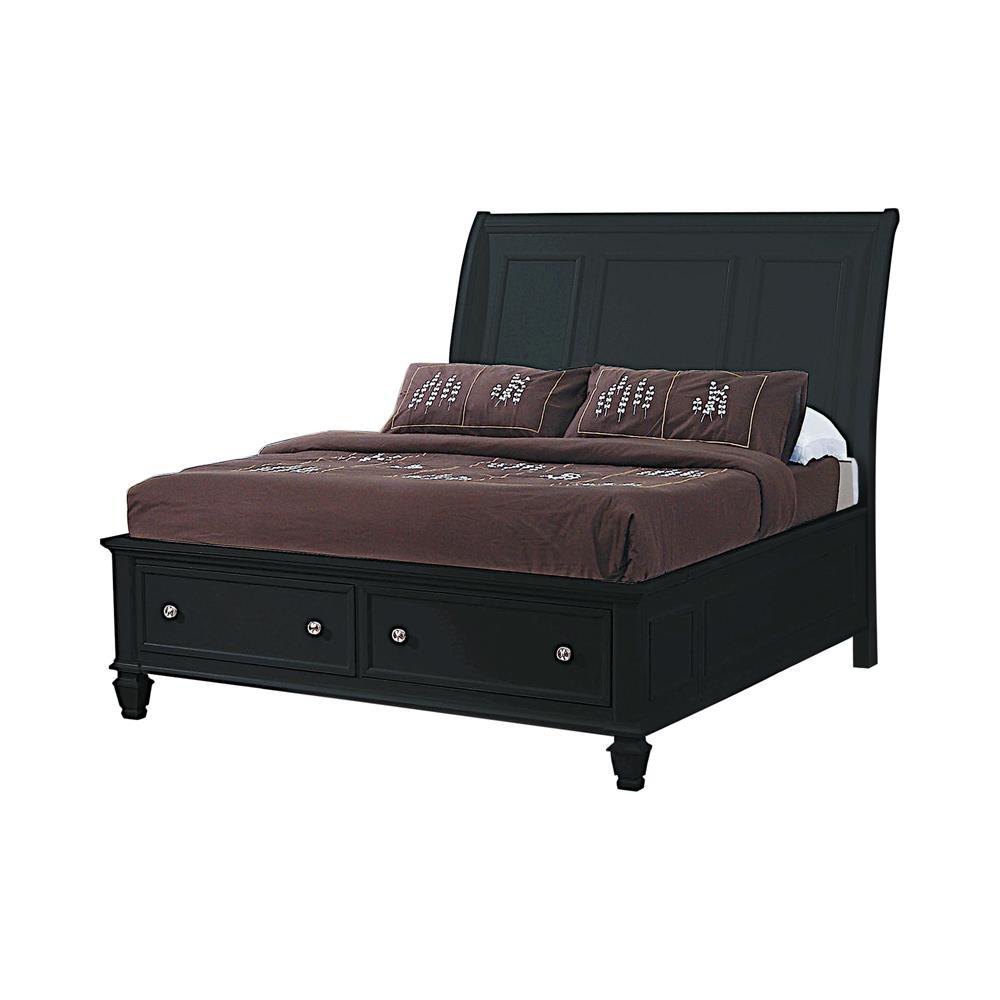 Sandy Beach Queen & E.King Storage Sleigh Bed Black & White - Luxury Home Furniture (MI)