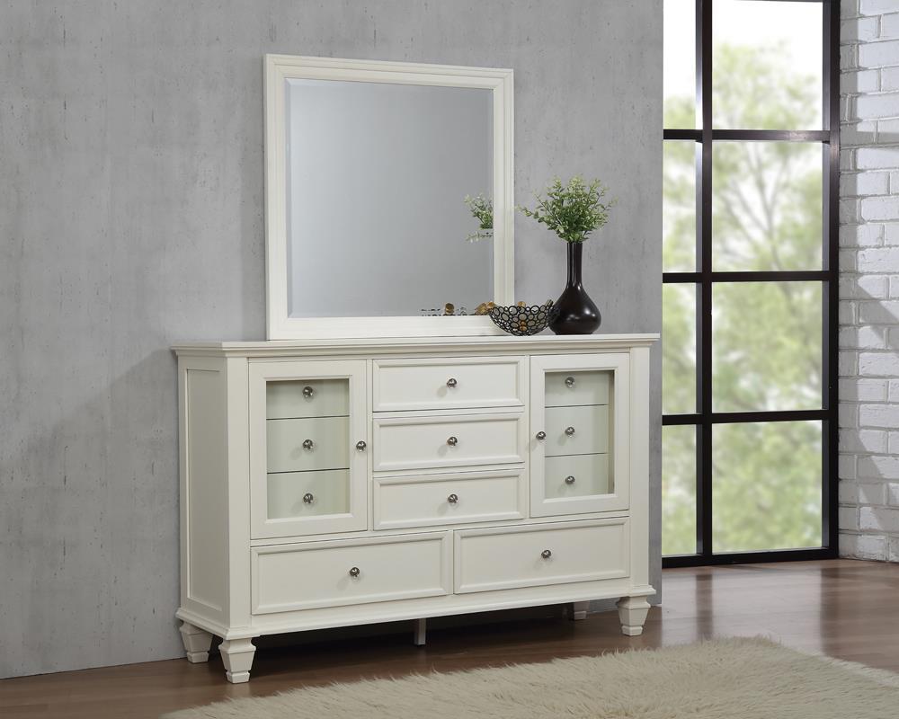 Sandy Beach Rectangular Dresser Mirror Cream White - Luxury Home Furniture (MI)